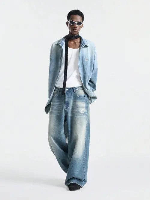 Jean Washed Loose Fit Denim Jeans 90s Size US 32 / EU 48 - 2 Thumbnail