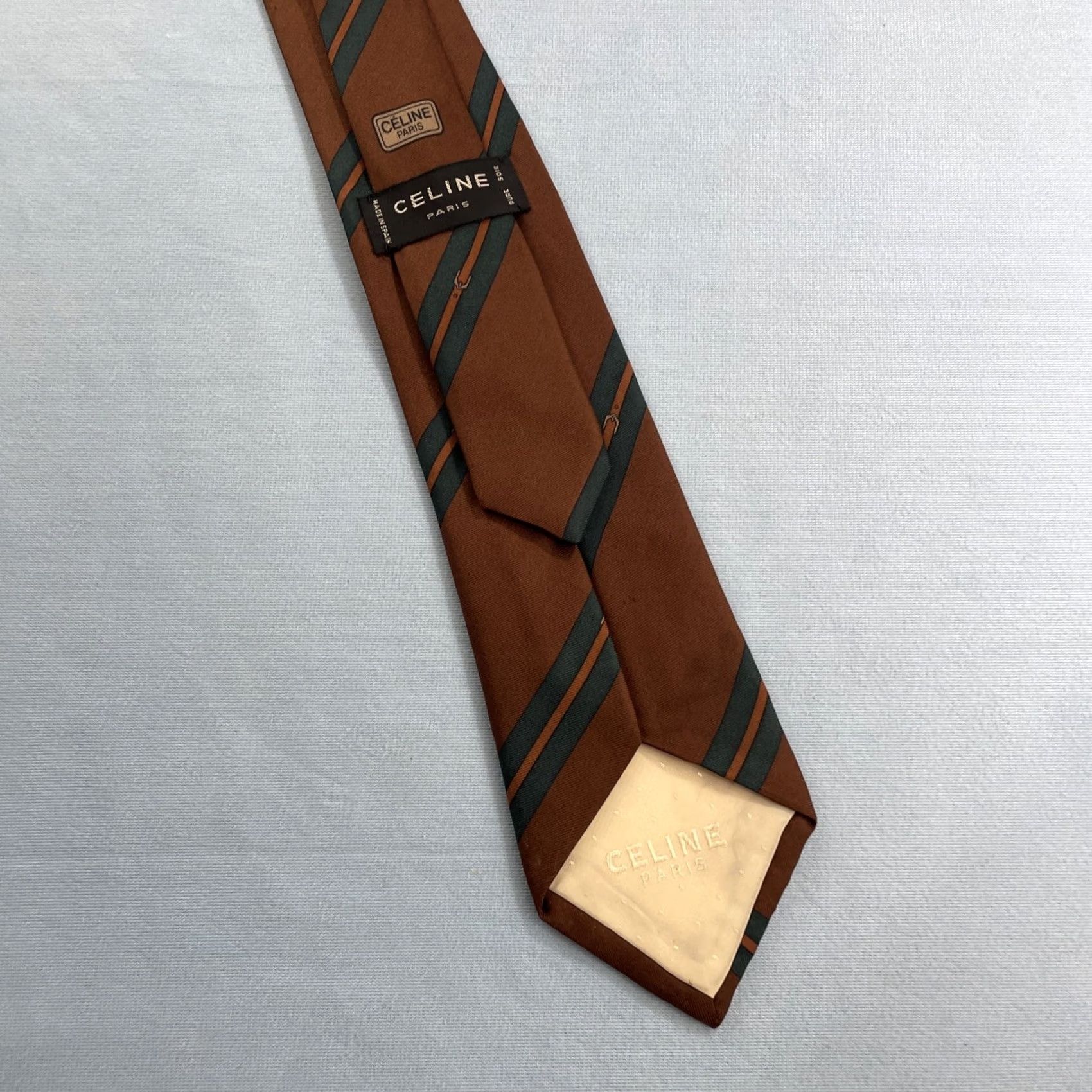 Celine VINTAGE CELINE Paris Silk Tie Equestrian Horse Stripe Monogram Logo Brown 3x62 Capsule Necktie - One Size, Men Size ONE SIZE - 6 Thumbnail