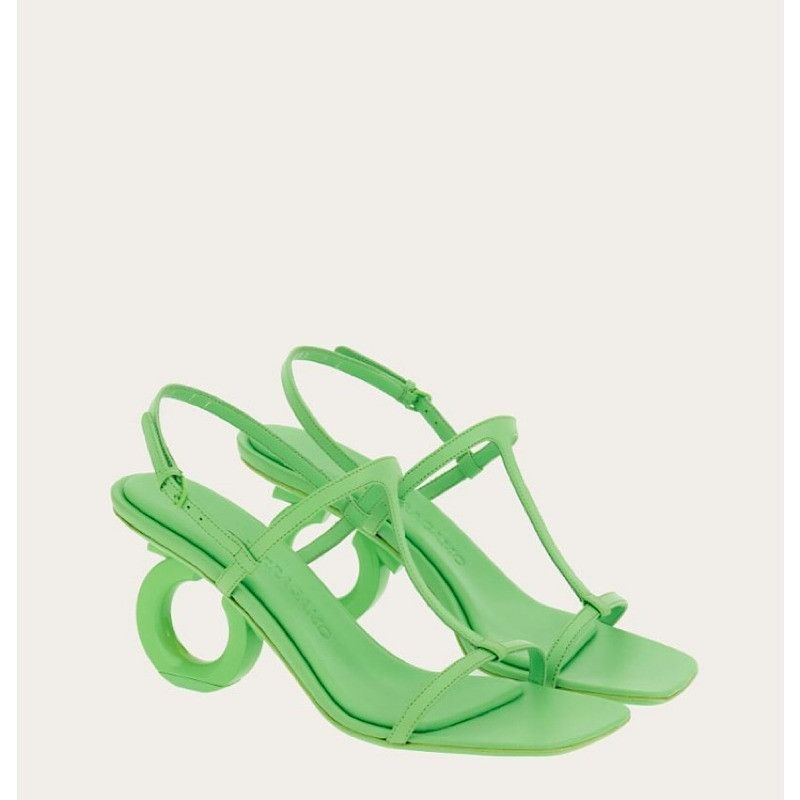 Salvatore Ferragamo o1s1rm0724 Elina Open-Toe Sandals in Green Size US 7.5 / IT 37.5 - 4 Thumbnail