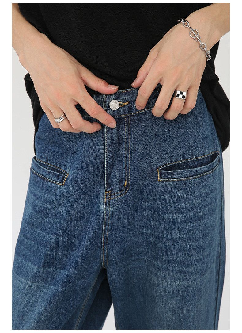 Japanese Brand × Jean Dark blue washed large pocket straight denim trousers Size US 32 / EU 48 - 6 Thumbnail