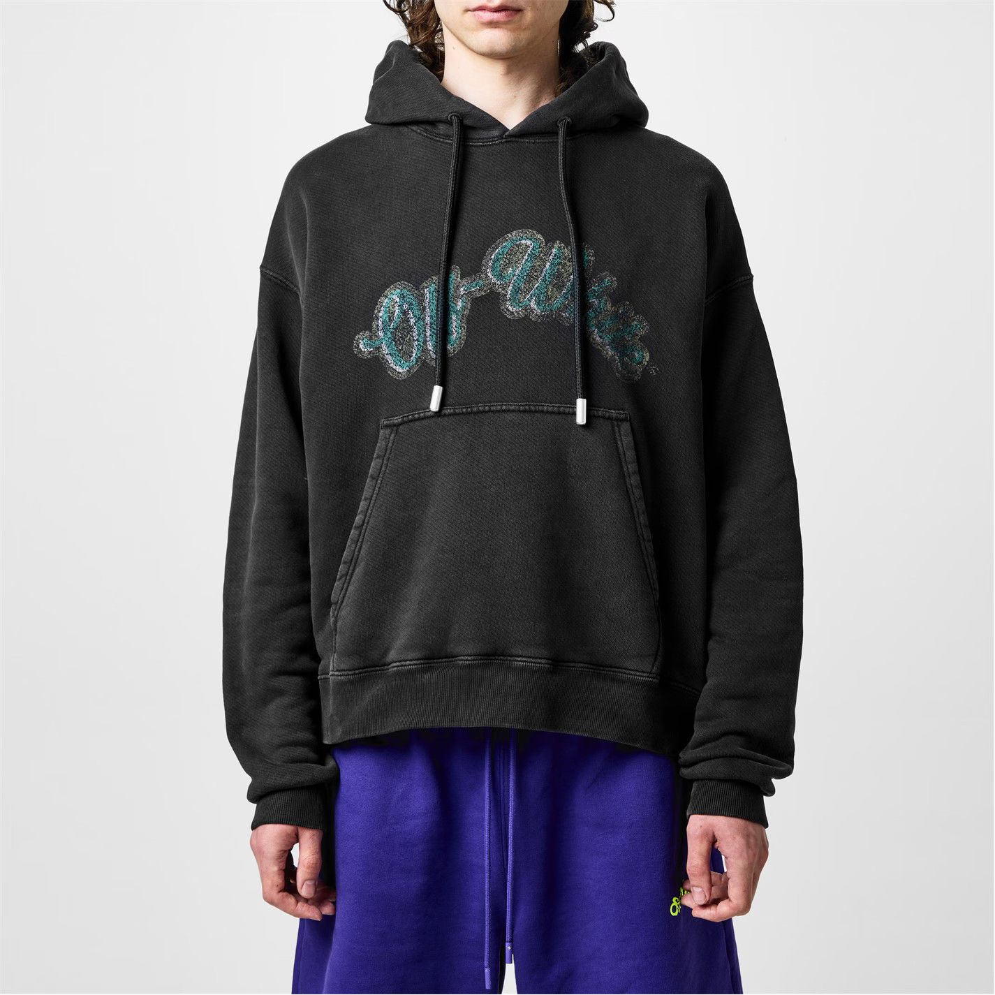 Off-White o1g2r1mq0226 Bacchus Skate Distressed Print Hoodie Black Size US XS / EU 42 / 0 - 6 Thumbnail