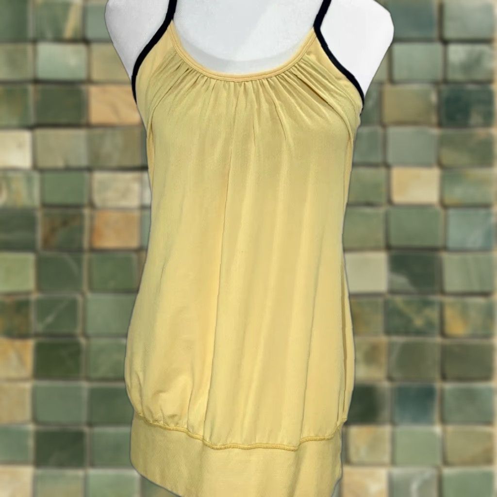 Lululemon Lululemon Athletica Tank Women 4 No Limits Shelf Bra No Pads Yellow Navy Multicolor Sleeveless Activewear Dress Codes Womens Size ONE SIZE - 1 Thumbnail