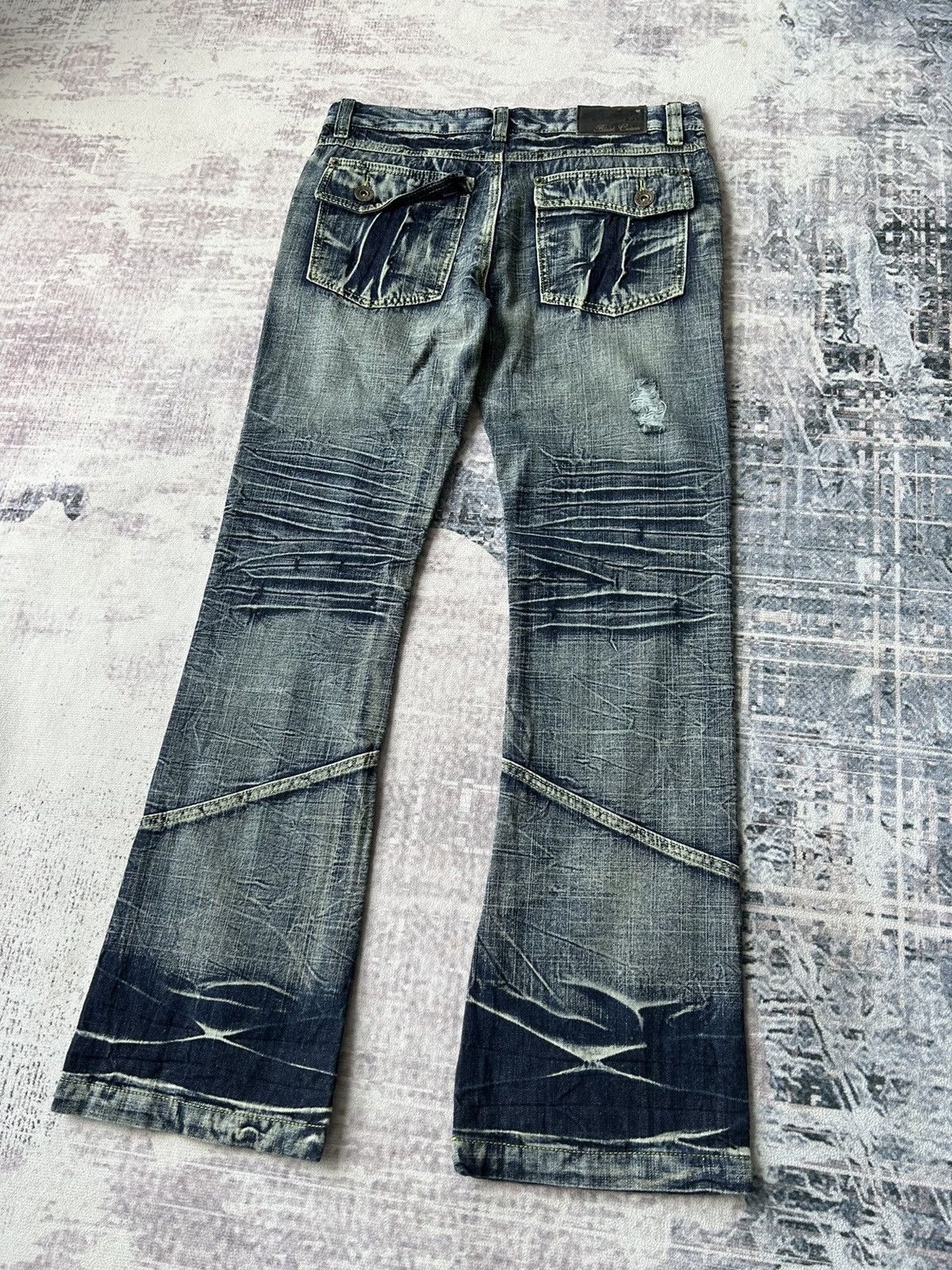 14th Addiction Flared Distressed Faded Wash Black Erown Jeans Size US 31 - 4 Thumbnail