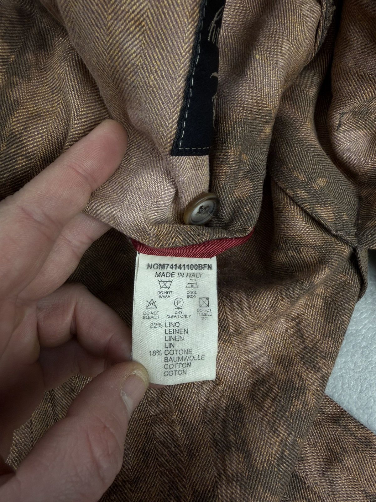 Fay Fay Linen Blazer Custom Hand Bleached Herringbone Size 50 Size US M / EU 48-50 / 2 - 11 Thumbnail