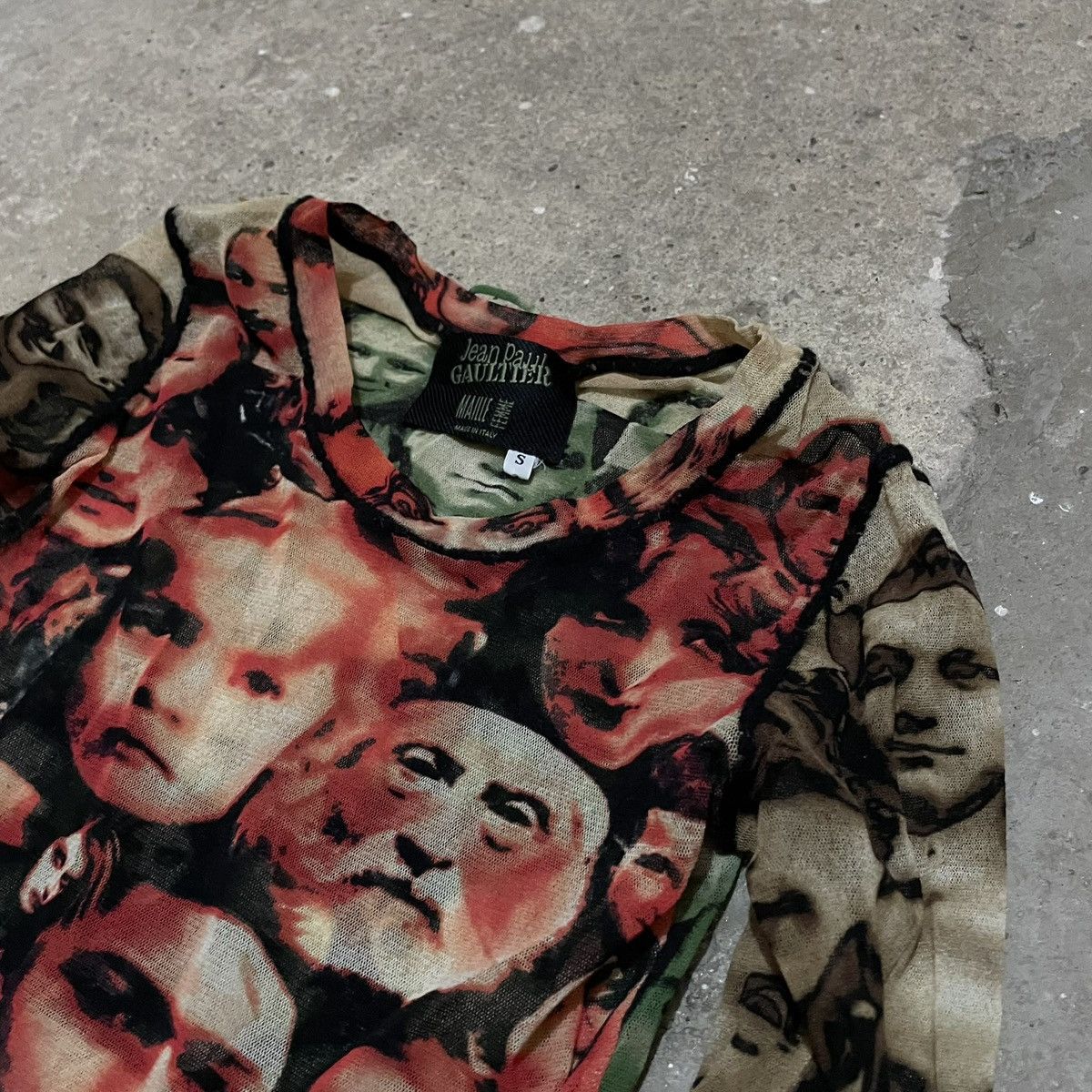 Jean Paul Gaultier × Vintage Vintage jean paul gaultier iconic sheer face print mesh top Size US S / EU 44-46 / 1 - 4 Thumbnail