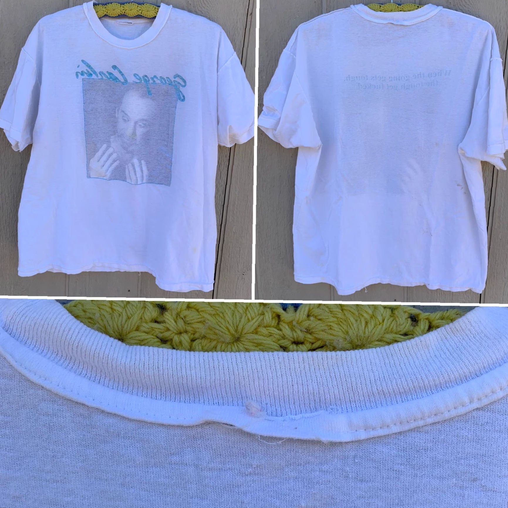 George VINTAGE George Carlin t shirt graphic tee XL Men Shirt Short Sleeve Crew Neck White Graphic Print Comics Funny 1960s-? Mens Size US XL / EU 56 / 4 - 6 Thumbnail