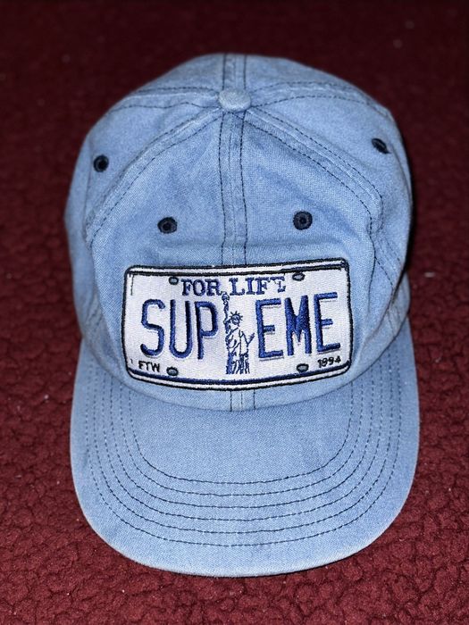 Supreme Supreme license plate 6-panel denim hat | Grailed