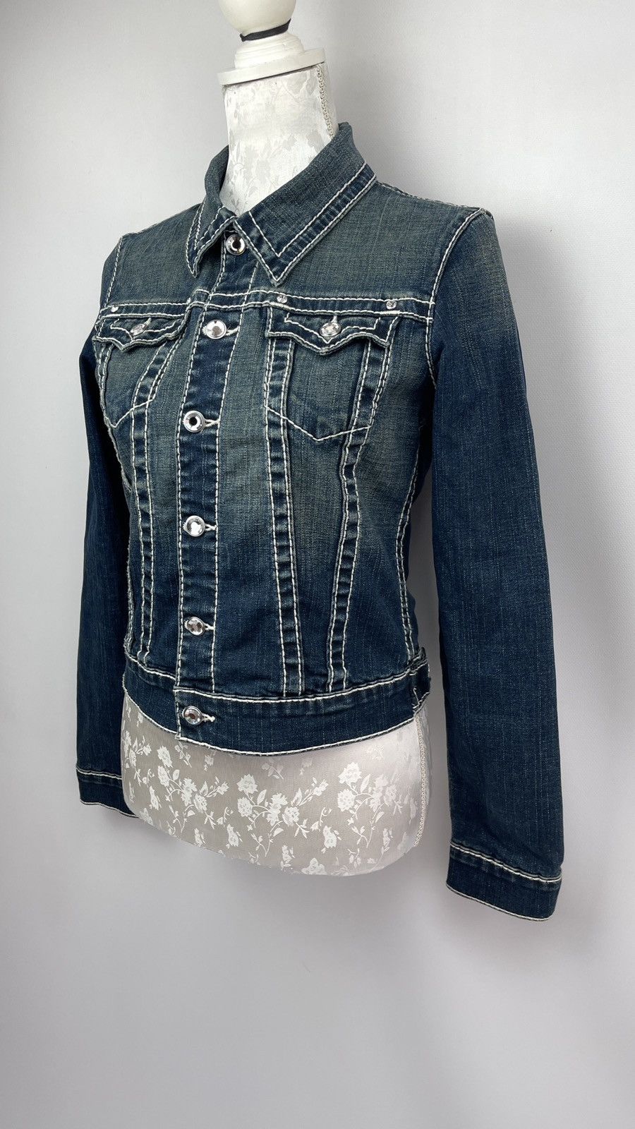 Swarovski × True Religion × Vintage True Religion Swarovski Denim Jacket Y2k Size M / US 6-8 / IT 42-44 - 3 Thumbnail