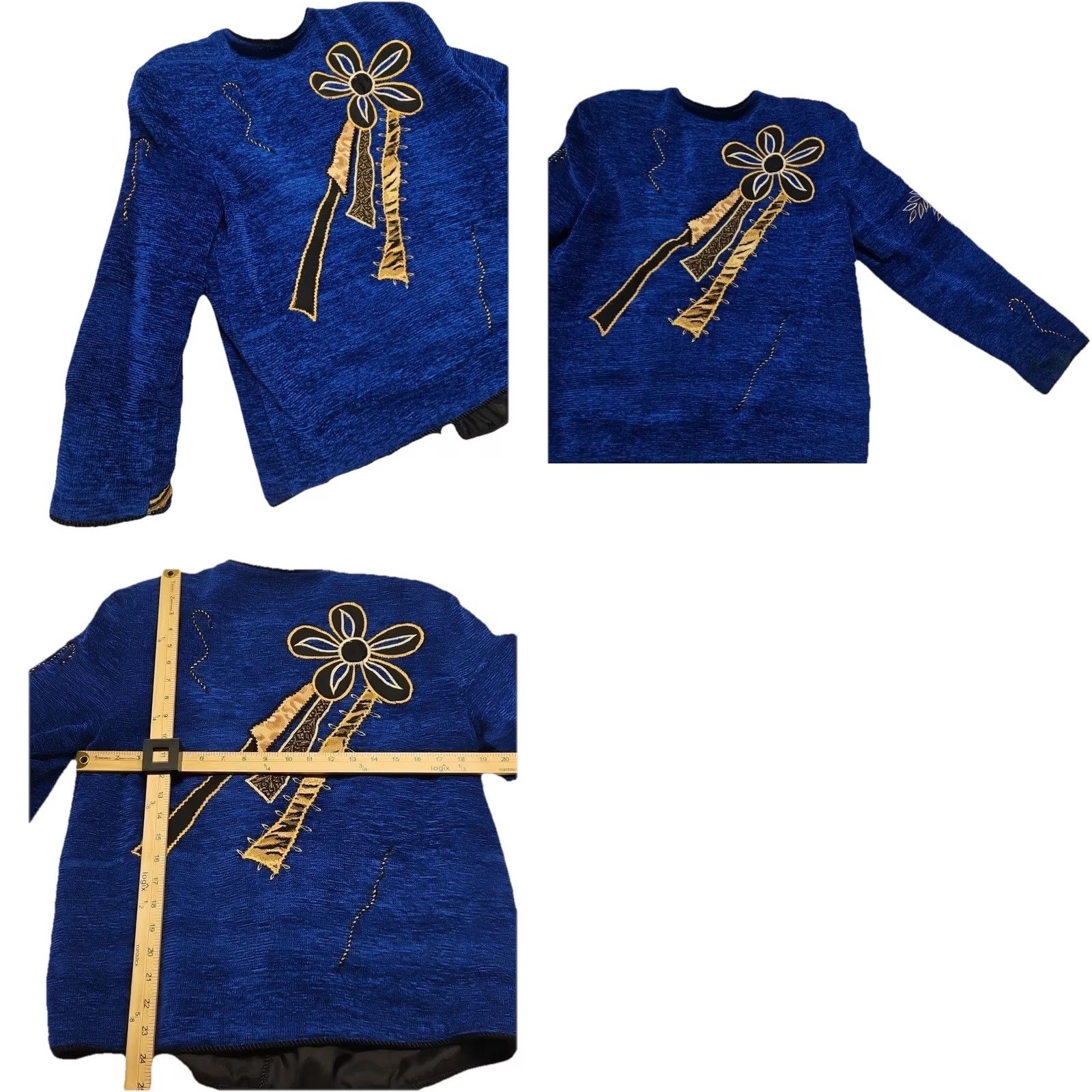Vintage VINTAGE 90s Alex Kim Allure Art To Wear Jacket Blue Gold Embroidered Womens S Size S / US 4 / IT 40 - 8 Thumbnail