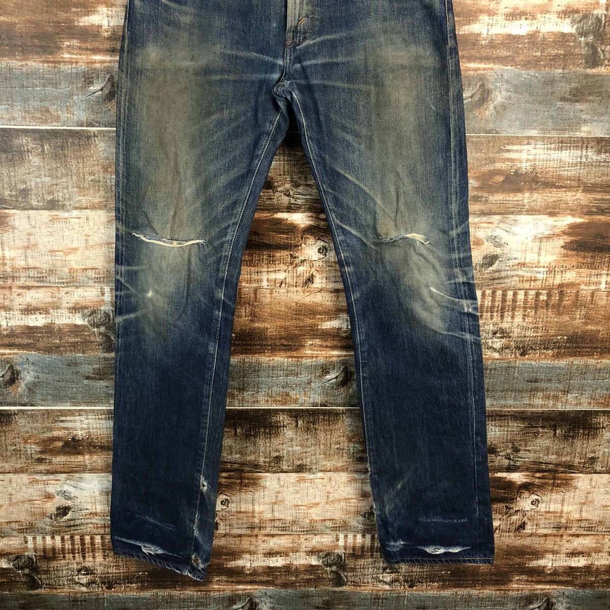 Levi's DLL Levis 505 Big E Blue Distressed Denim Pants #C133 Size US 30 / EU 46 - 3 Thumbnail