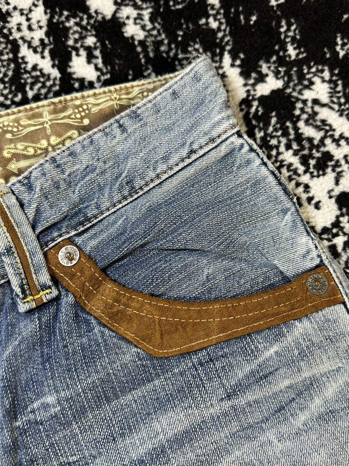 If Six Was Nine 2000s Vintage Edwin XV Distressed Rusty Jeans Sky Blue Size US 30 / EU 46 - 6 Thumbnail