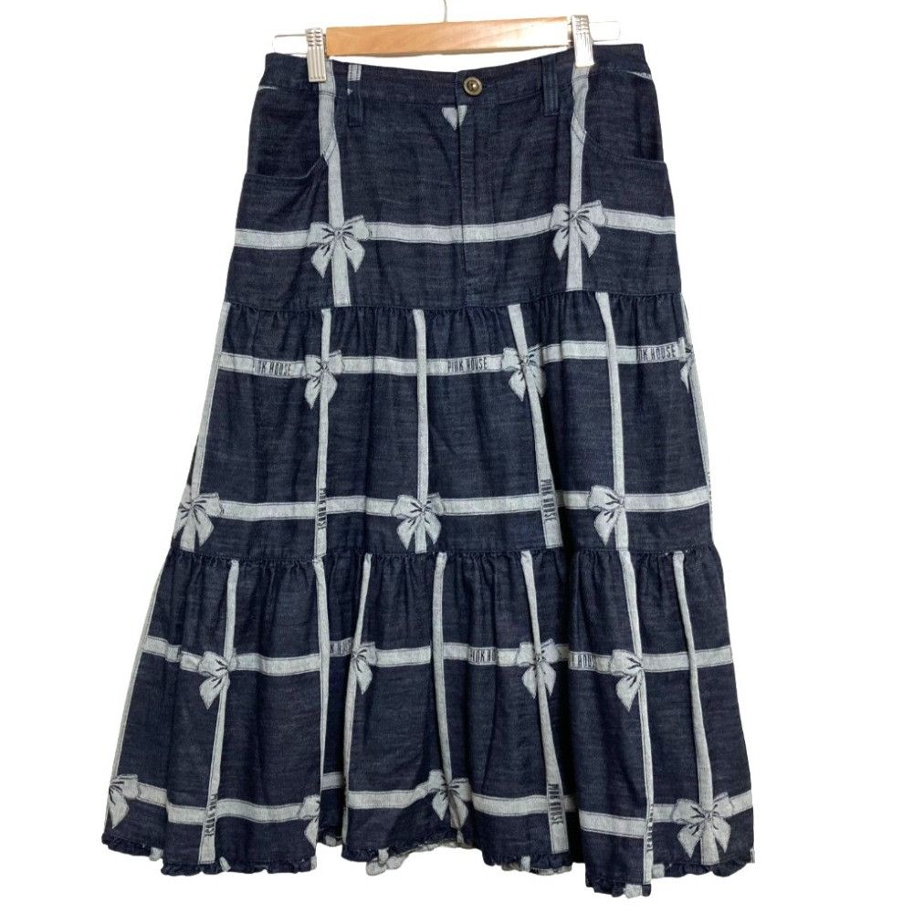 Other Other PINK HOUSE Jacquard Denim Skirt Textile Skirts A2143FS369 DUTY FREE for USA Size ONE SIZE - 1 Thumbnail