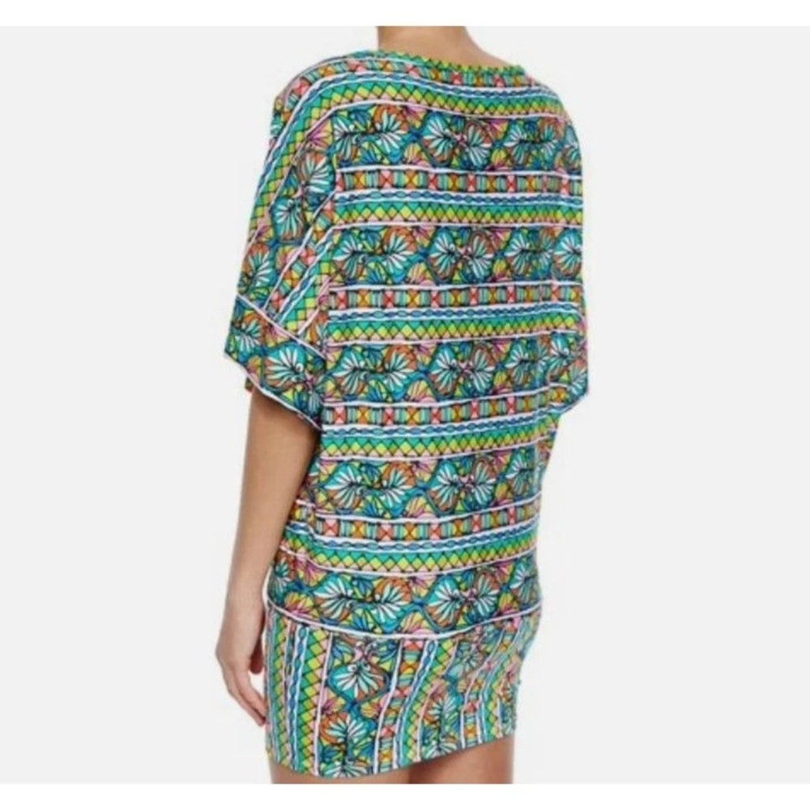 Trina Turk Trina Turk Bora Bora Striped Floral Tunic Cover Up Dress Size ONE SIZE - 3 Thumbnail