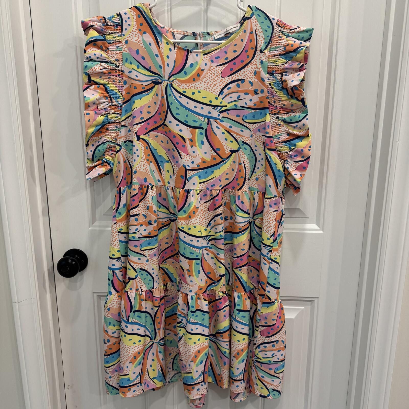 Other Michelle McDowell Colorful Ruffle Sleeve Dress Size L Size L / US 10 / IT 46 - 2 Thumbnail