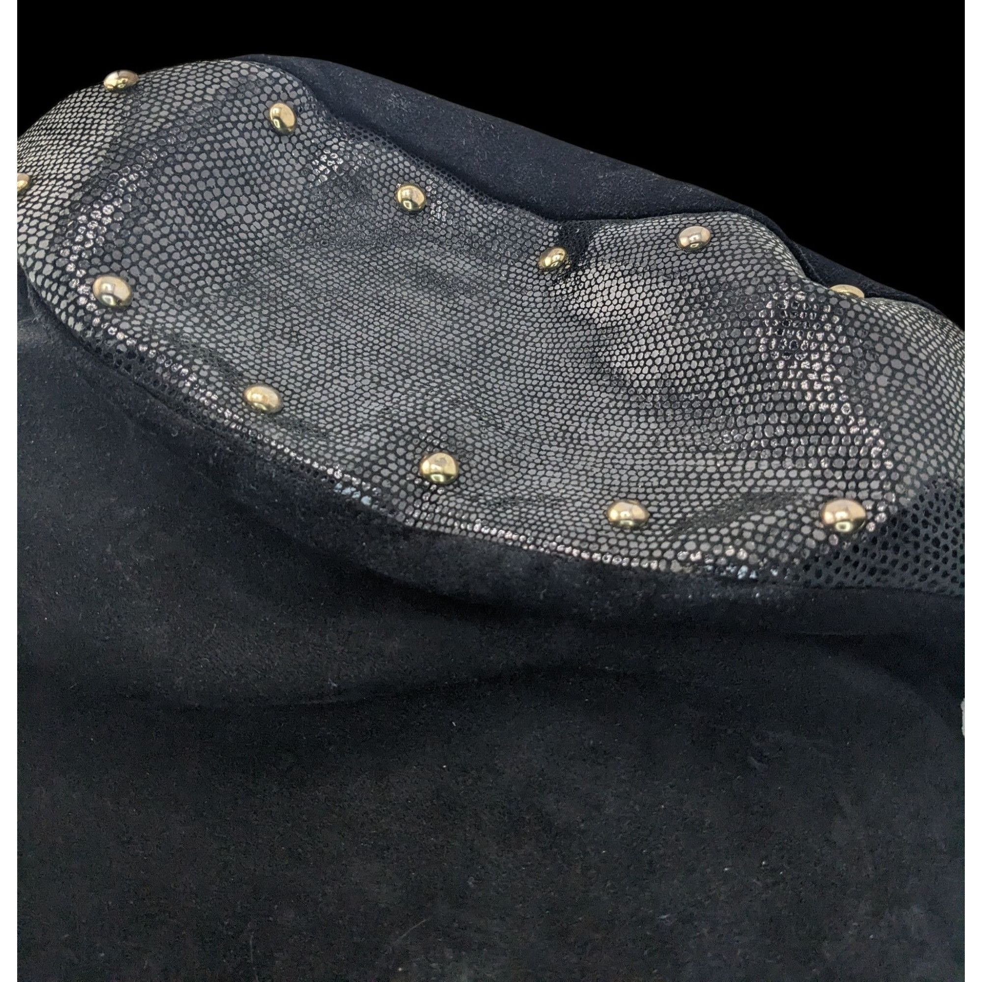 Other Glam Goth Kiki Pearl Black Suede & Faux Snakeskin Studded Sh Size ONE SIZE - 8 Thumbnail