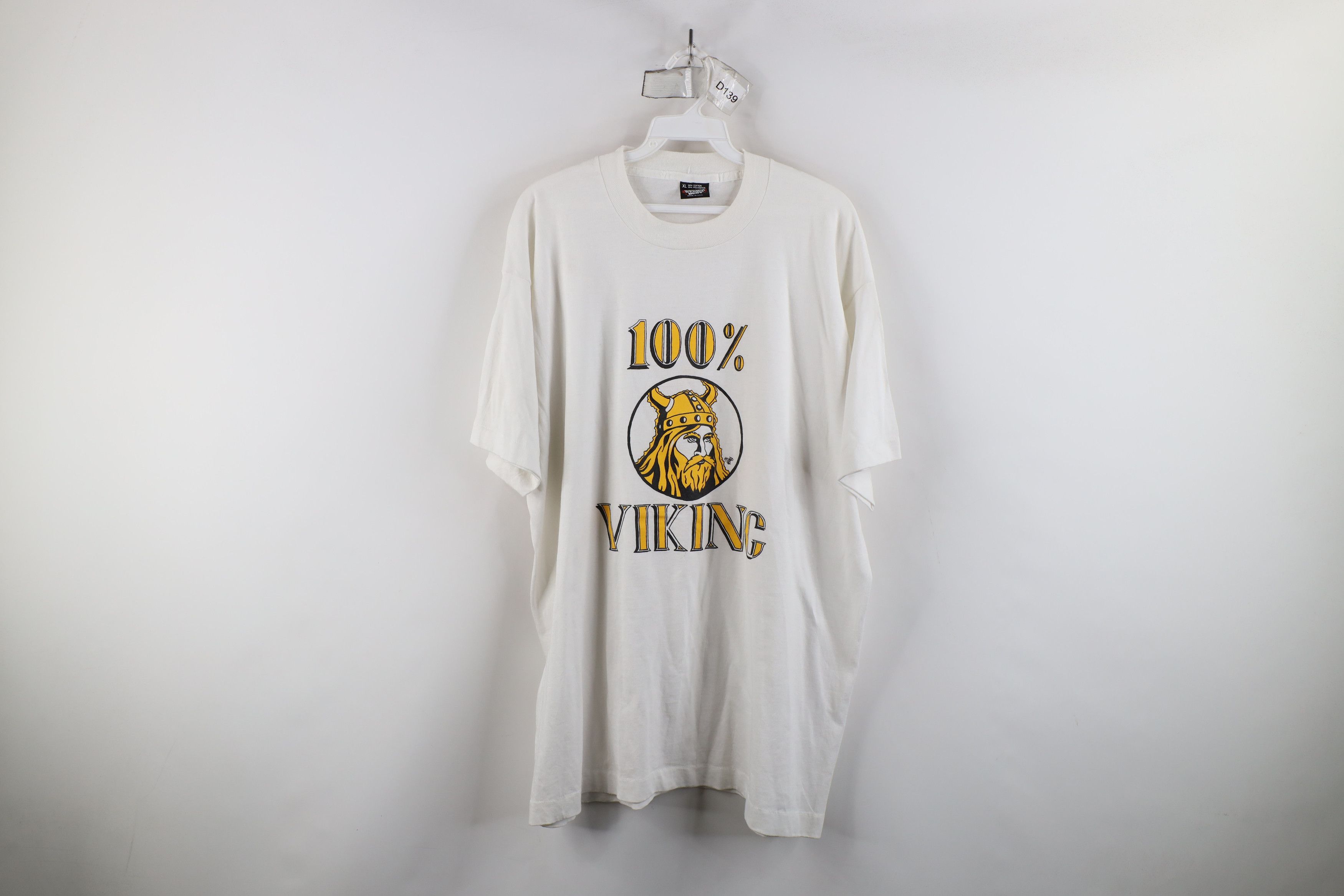 Vintage Vintage 90s Streetwear 100% Viking Short Sleeve T-Shirt USA Size US XL / EU 56 / 4 - 1 Thumbnail