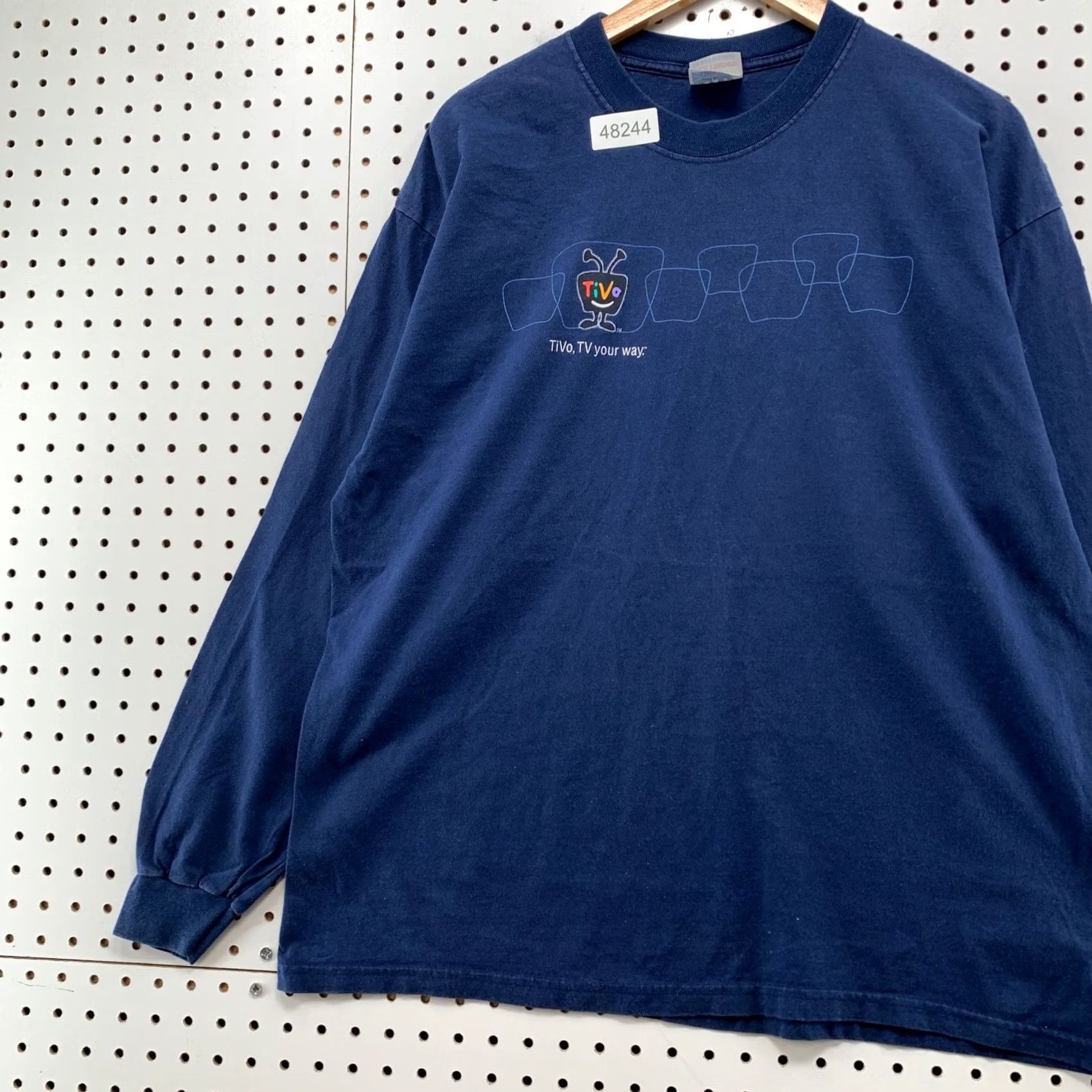 Hanes Vintage Hanes T-Shirt Mens XL Blue Long Sleeve 90s Punk Cyber Tivo Your Way Mall Size US XL / EU 56 / 4 - 5 Thumbnail