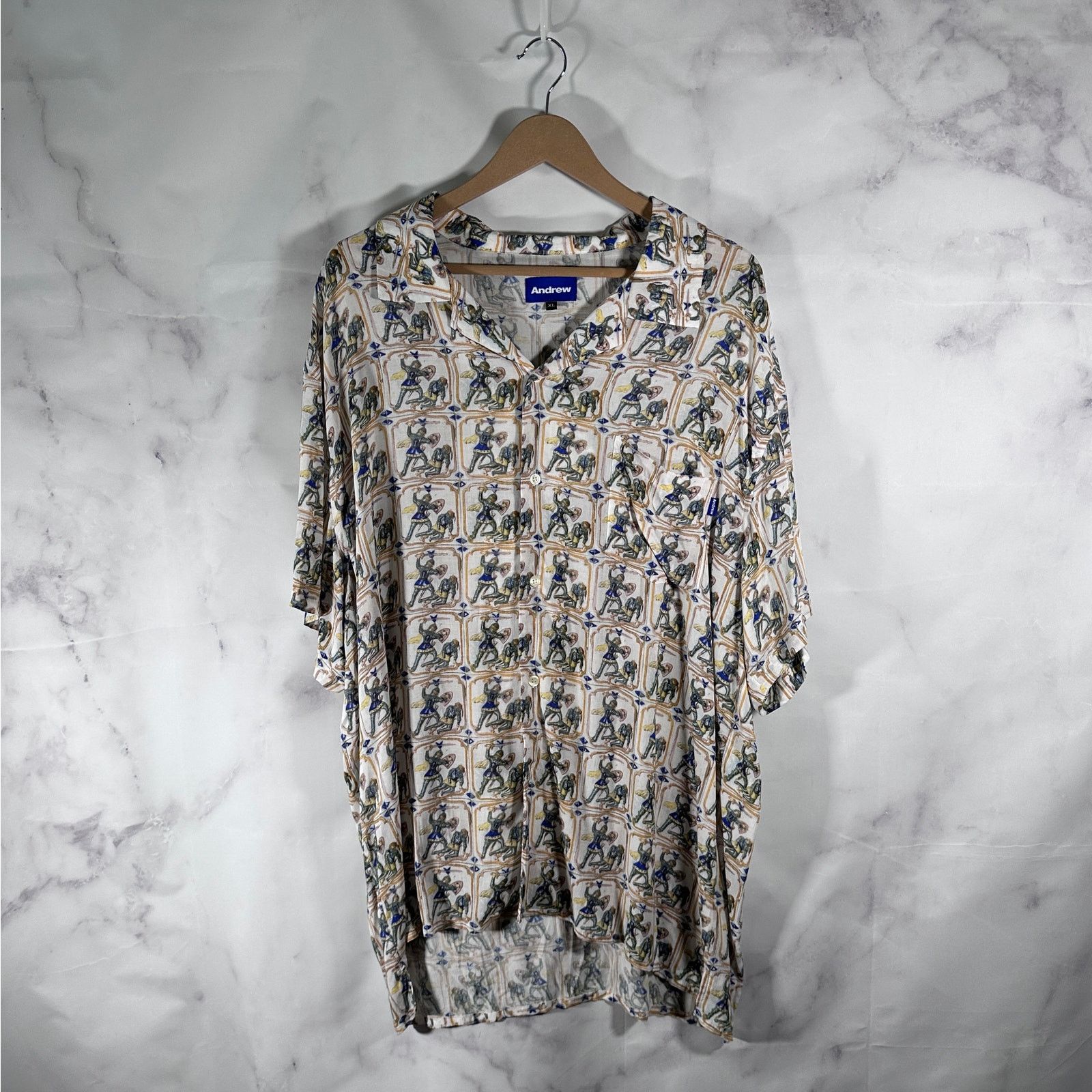 Andrew Knight Graphic Camp Collar Rayon Shirt Size US XL / EU 56 / 4 - 1 Thumbnail