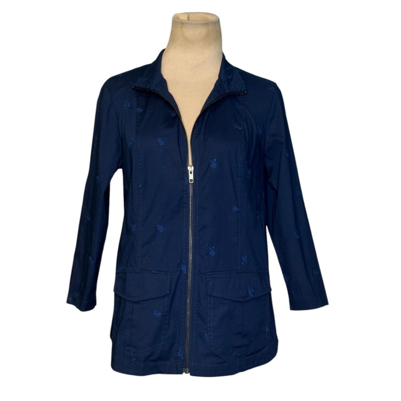 Chicos Chico's navy blue floral embroidered jacket size 0 - small Size S / US 4 / IT 40 - 10 Thumbnail