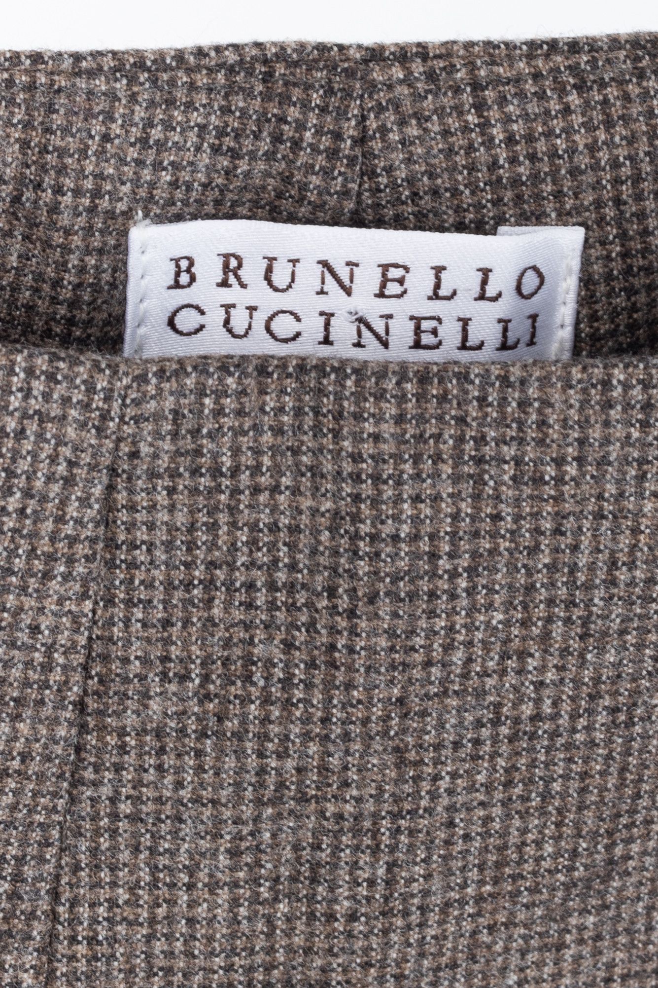 Brunello Cucinelli Brunello Cucinelli Brown Micro-Plaid Stretch-Wool Trousers Size 27" / US 4 / IT 40 - 4 Thumbnail