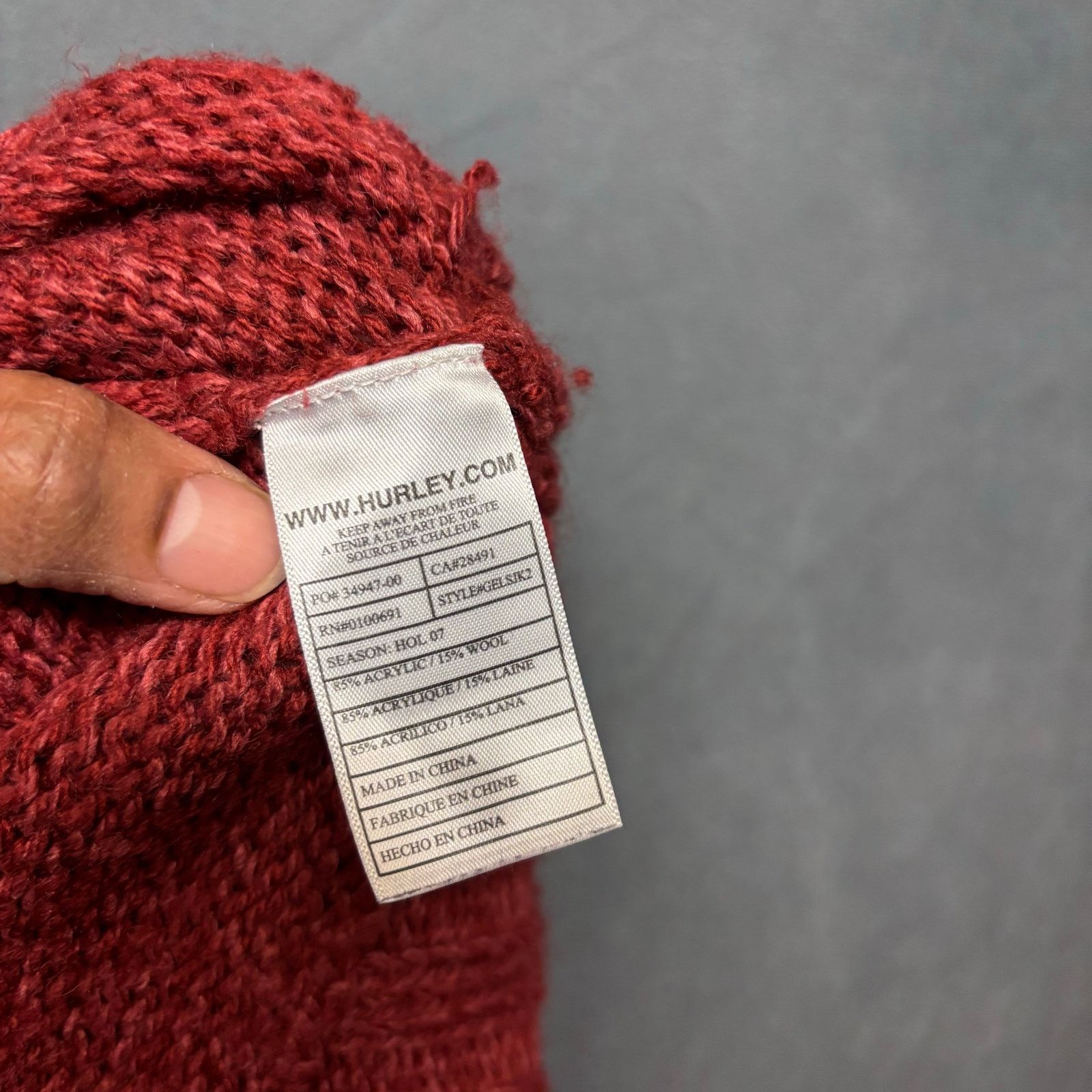 Hurley Hurley Knit Sweater Hoodie Full Zip Burgundy Comfy Cozy Warm Size XS / US 0-2 / IT 36-38 - 4 Thumbnail