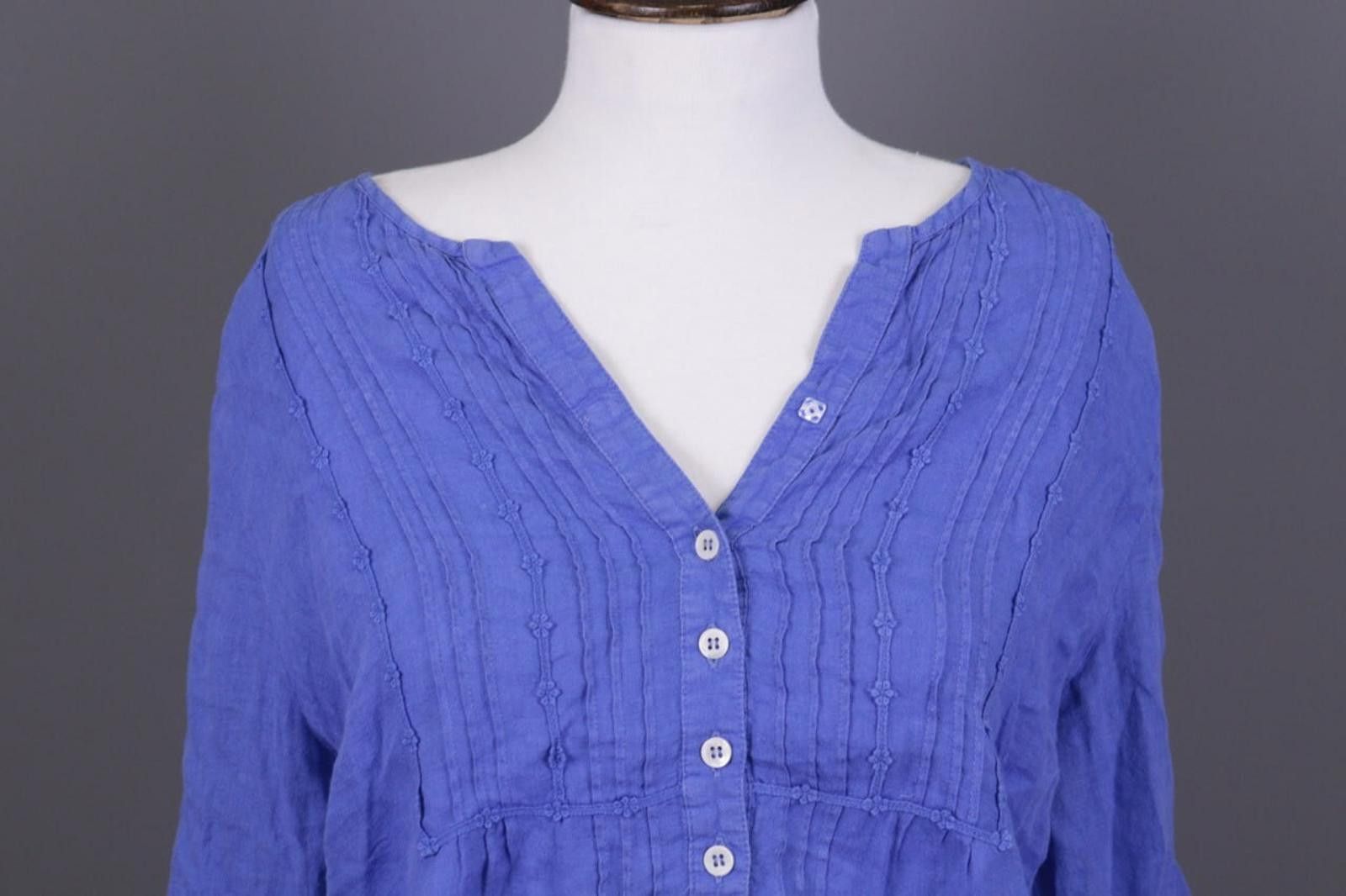 Designer John Lewis 100% Lino Blue Linen Tunic Top Shirt Size 16 Size XXL / US 16-18 / IT 52-54 - 4 Thumbnail