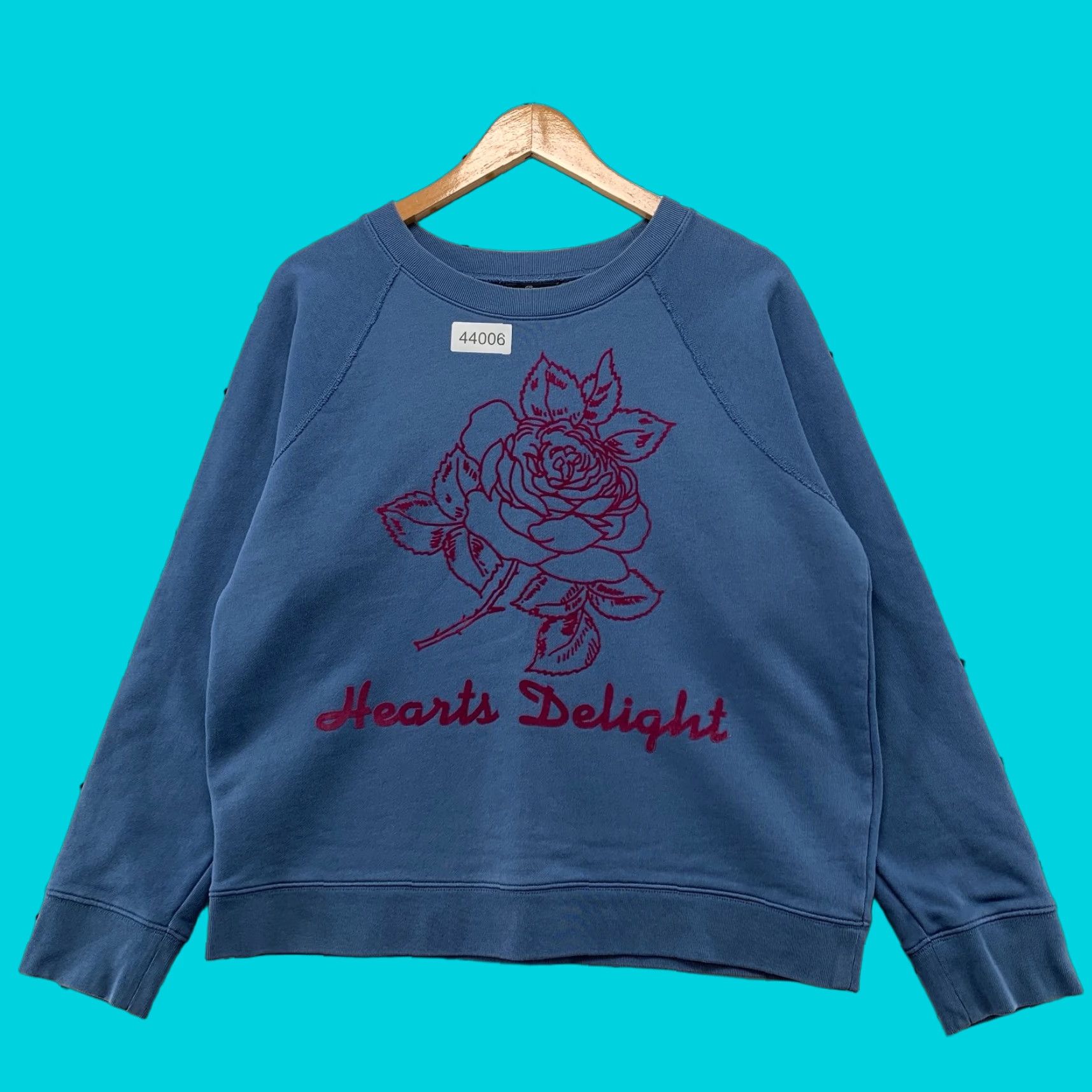 J.Crew J.CREW Hearts Delight Rose Crewneck Sweatshirt Blue Women Large Pullover Size L / US 10 / IT 46 - 1 Thumbnail