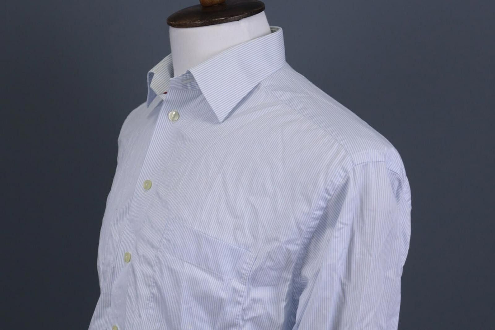 Eton ETON Classic Fit Blue Pinstripe Dress Shirt Size 41 / 16 Size US M / EU 48-50 / 2 - 6 Thumbnail