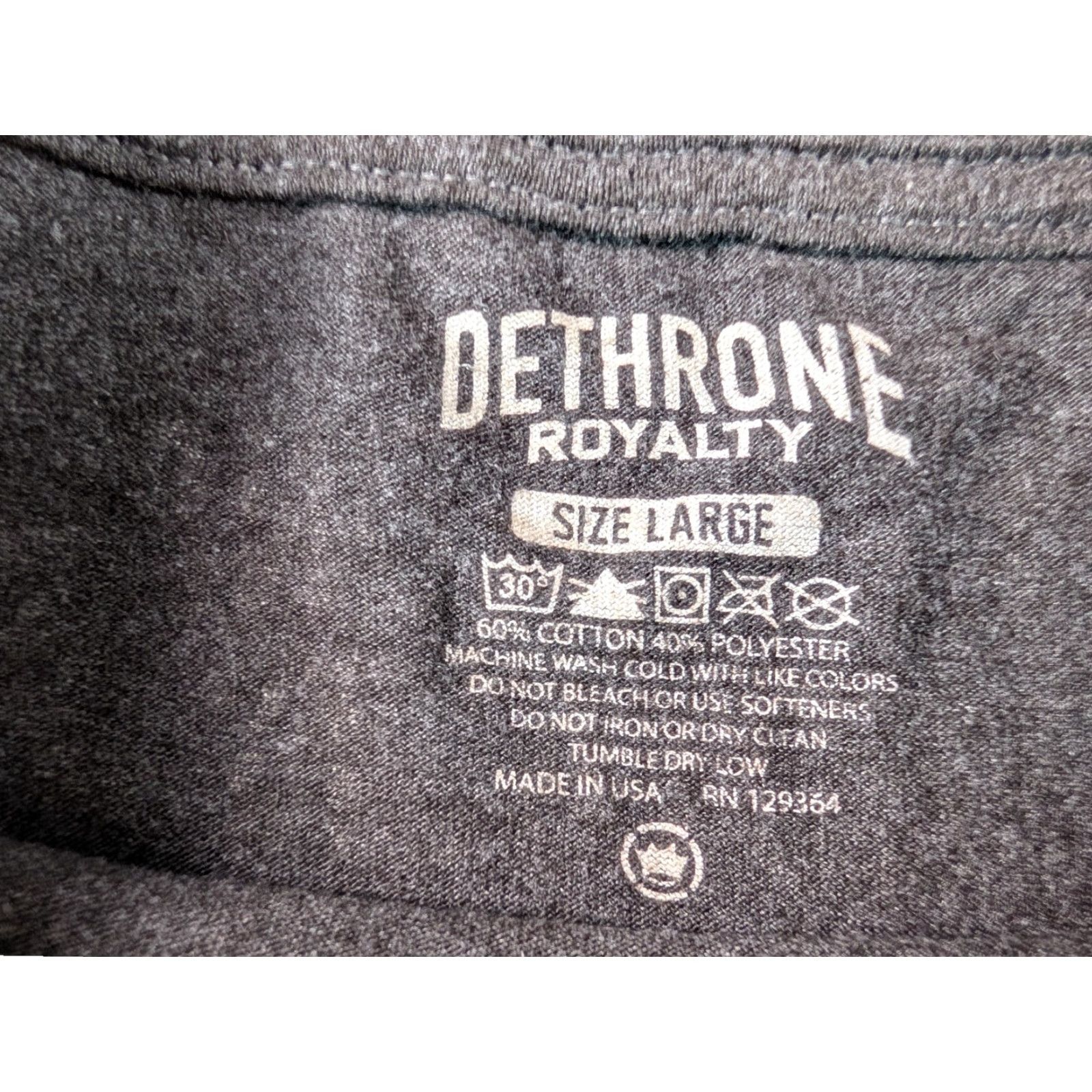 Vintage Dethrone Royalty T-Shirt Mens Gray Graphic Print Oni Mask Samurai Swords Size L Size US L / EU 52-54 / 3 - 3 Thumbnail