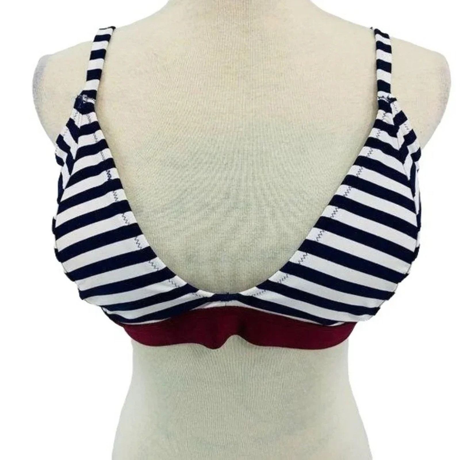 Old Navy Old Navy Bralette Swim Bikini Navy Burgundy Stripe XXL Size ONE SIZE - 2 Thumbnail