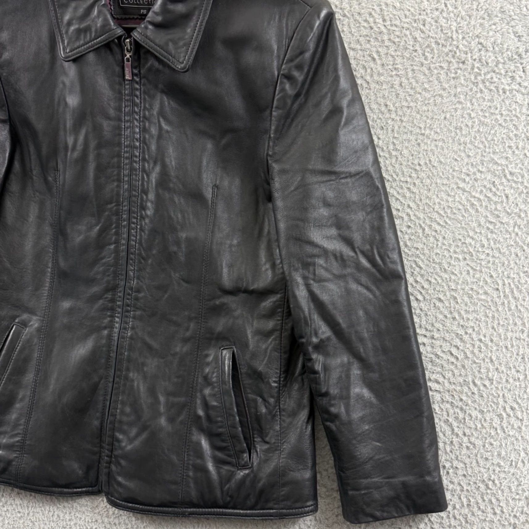 Skin VINTAGE Adler Collection Women's Small Petite Black Lamb Skin Leather Moto Biker Jacket Size S / US 4 / IT 40 - 5 Thumbnail