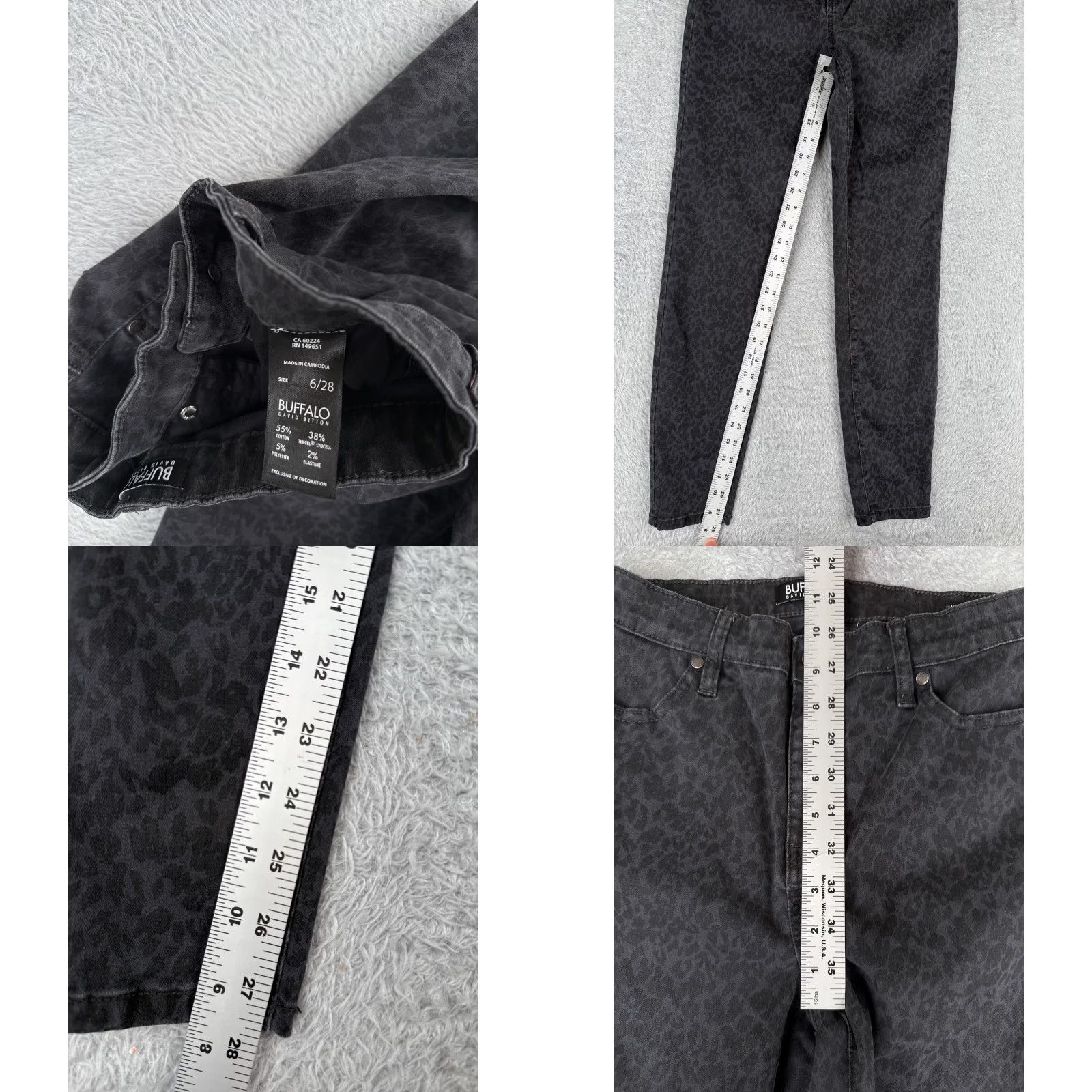 Buffalo David Bitton VINTAGE Buffalo Denim Jeans Women's Medium Tapered Skinny Animal Print 90s Gray Size 28" / US 6 / IT 42 - 8 Thumbnail