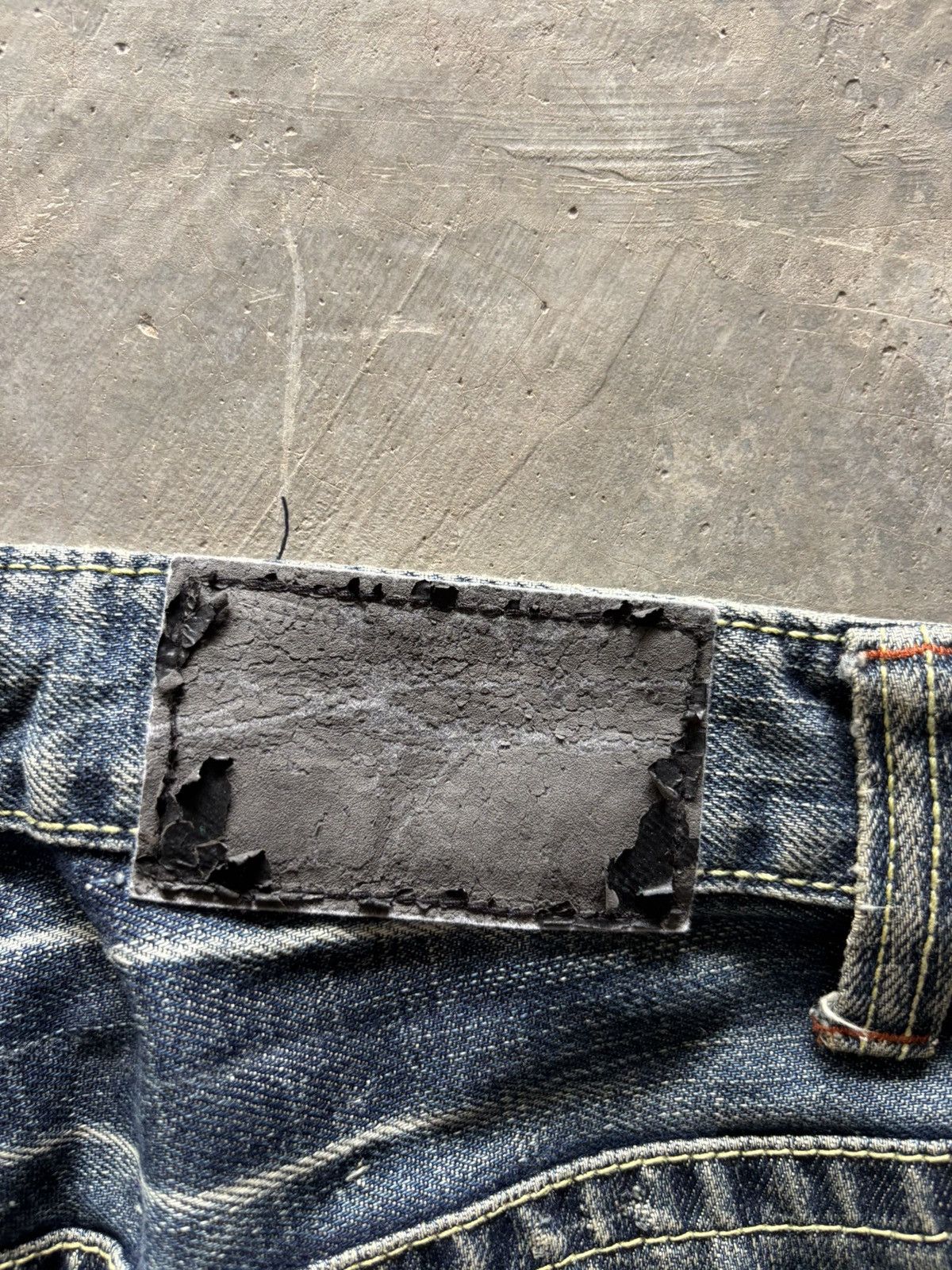 Tornado Mart FLARE LUCKY STORE JEANS JAPANESE DENIM STUDDED RUSTY MUDWASH Size US 31 - 19 Thumbnail