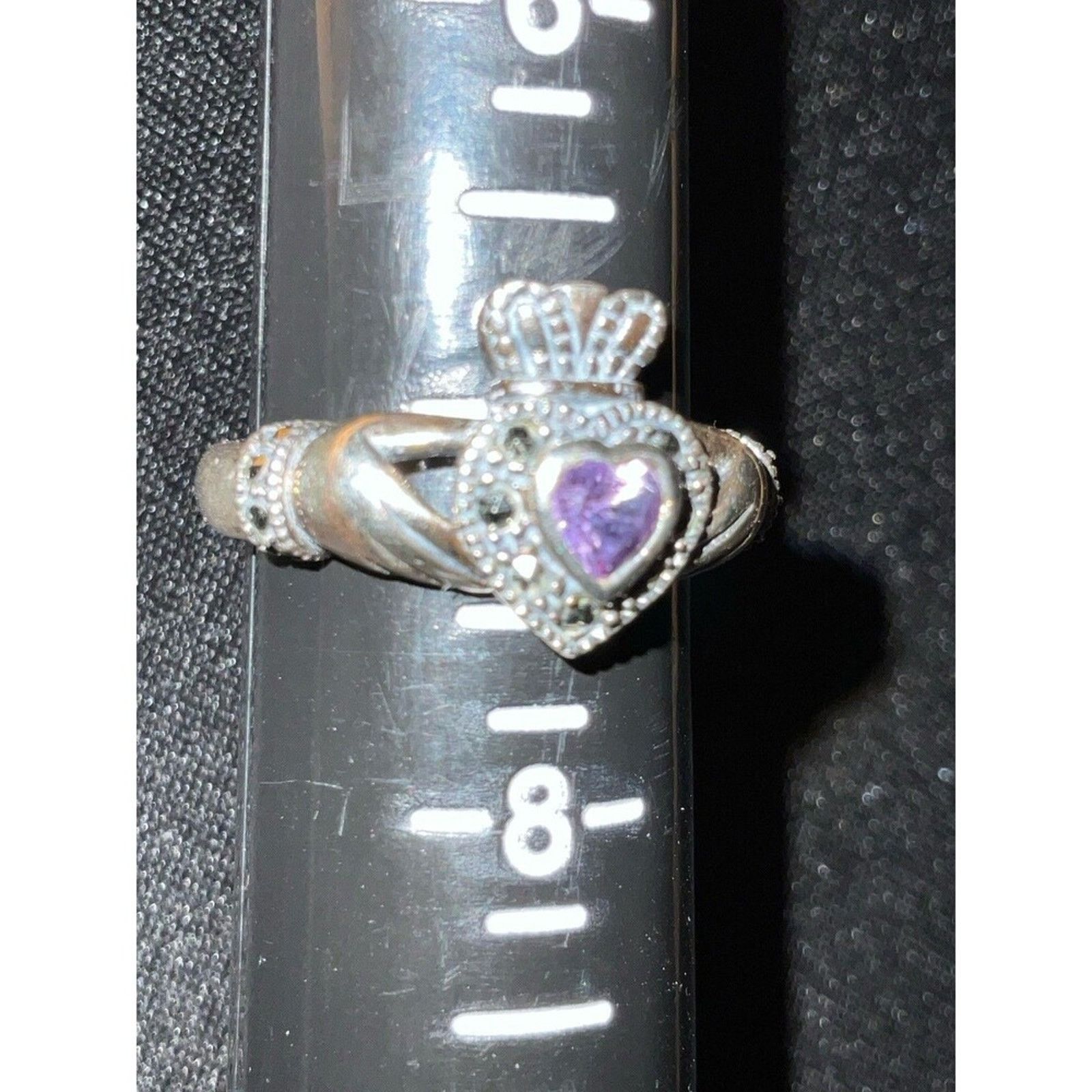 Other 925 Silver Amethyst Solvang Claddagh Heart Ring Size 7.25 Size ONE SIZE - 6 Thumbnail