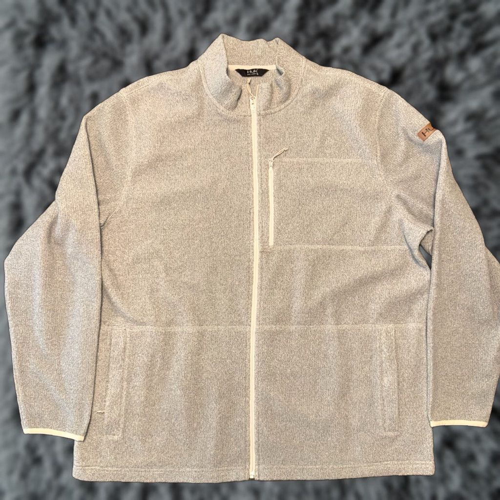 Vintage HUK Channel Alaska Full Zip Fleece Jacket XL Men’s Windbreaker Beige Gray Lightweight 3 Pockets Casual Regular Fit Mens Jacket Size US XL / EU 56 / 4 - 1 Thumbnail