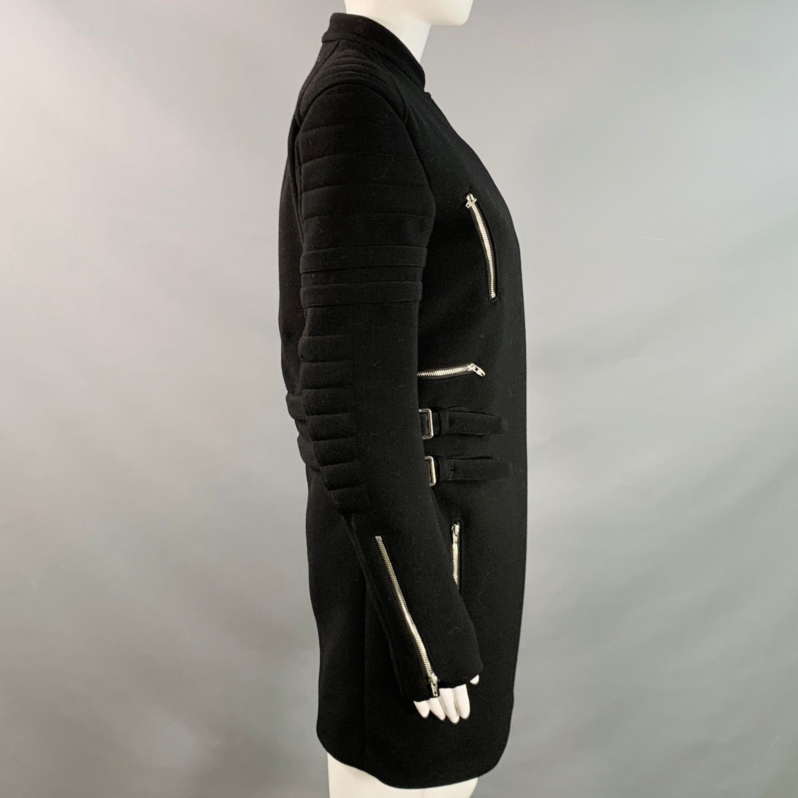 Celine CELINE Size 4 Black Wool Zippers Detail Bondage Coat Size S / US 4 / IT 40 - 3 Thumbnail