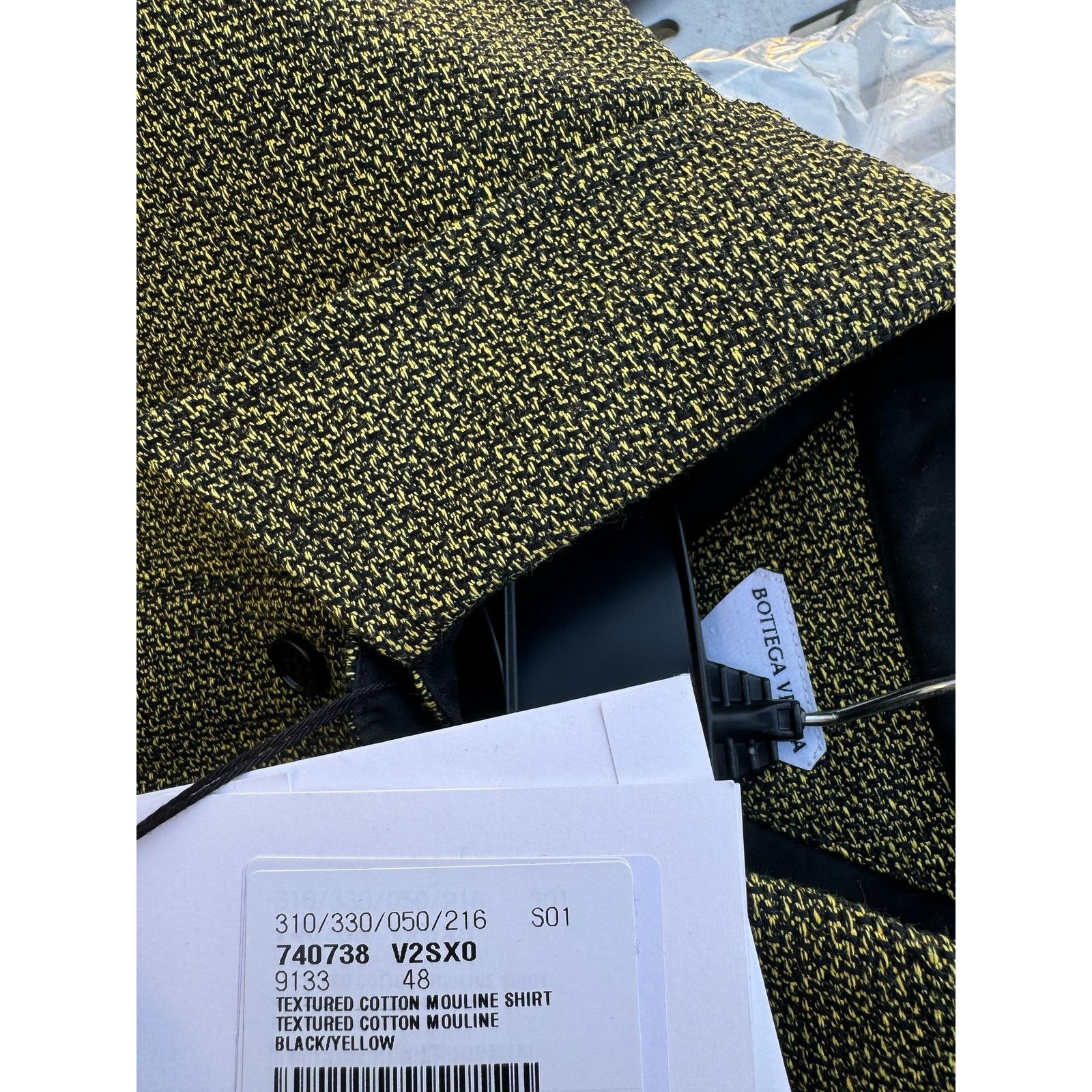 Bottega Veneta o1rshd1 Textured Cotton Mouline Shirt in Black/Yellow Size US M / EU 48-50 / 2 - 20 Thumbnail