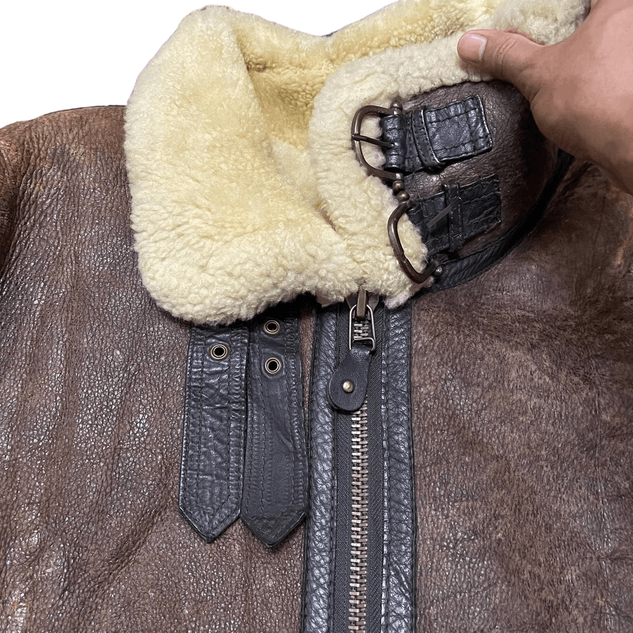 Leather Vintage B3 by Gleeman Military Sheepskin Coat Shearling Size US L / EU 52-54 / 3 - 5 Thumbnail