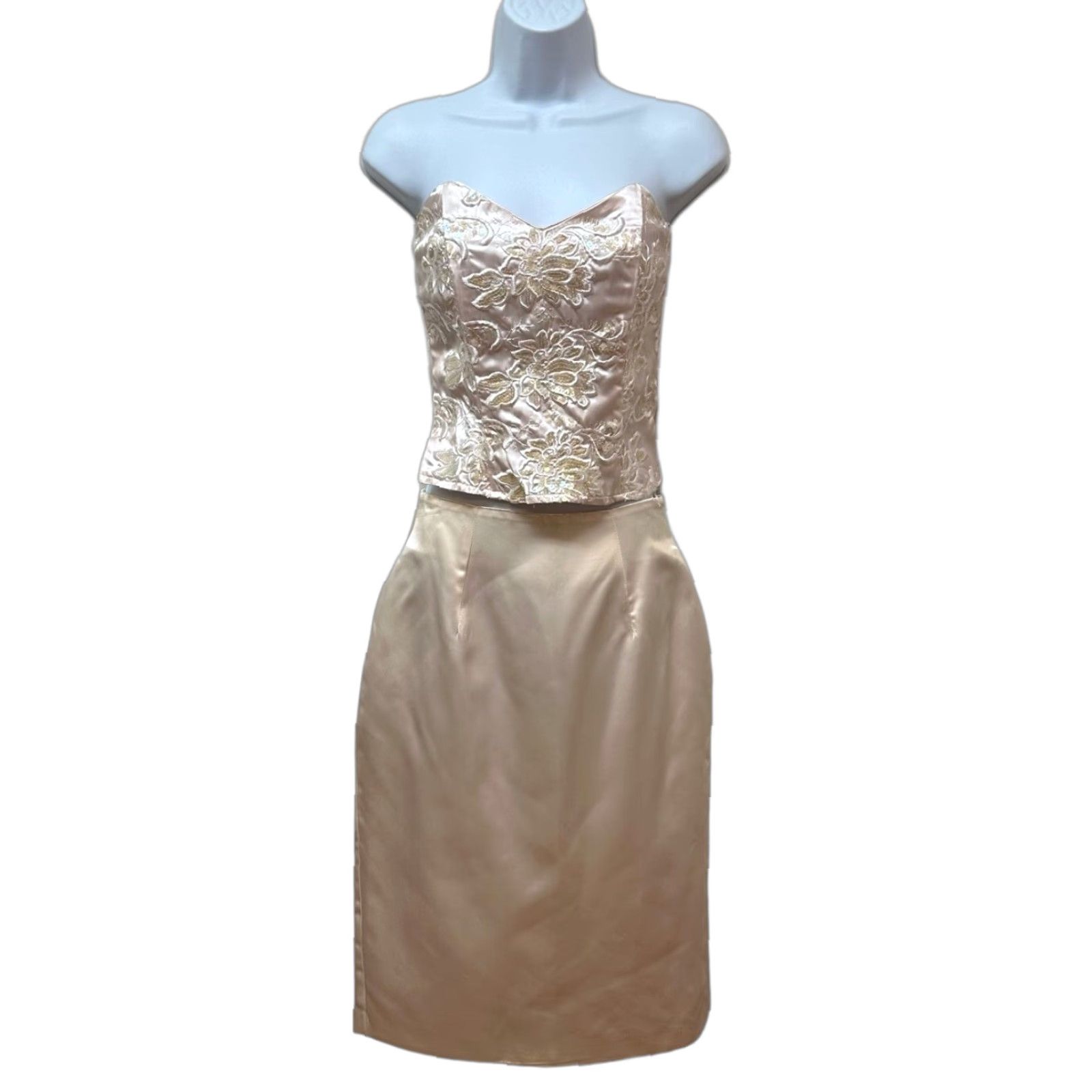 VINTAGE Scott McClintock 2pc Dress Skirt & Corset Satin Prom Evening Size 6