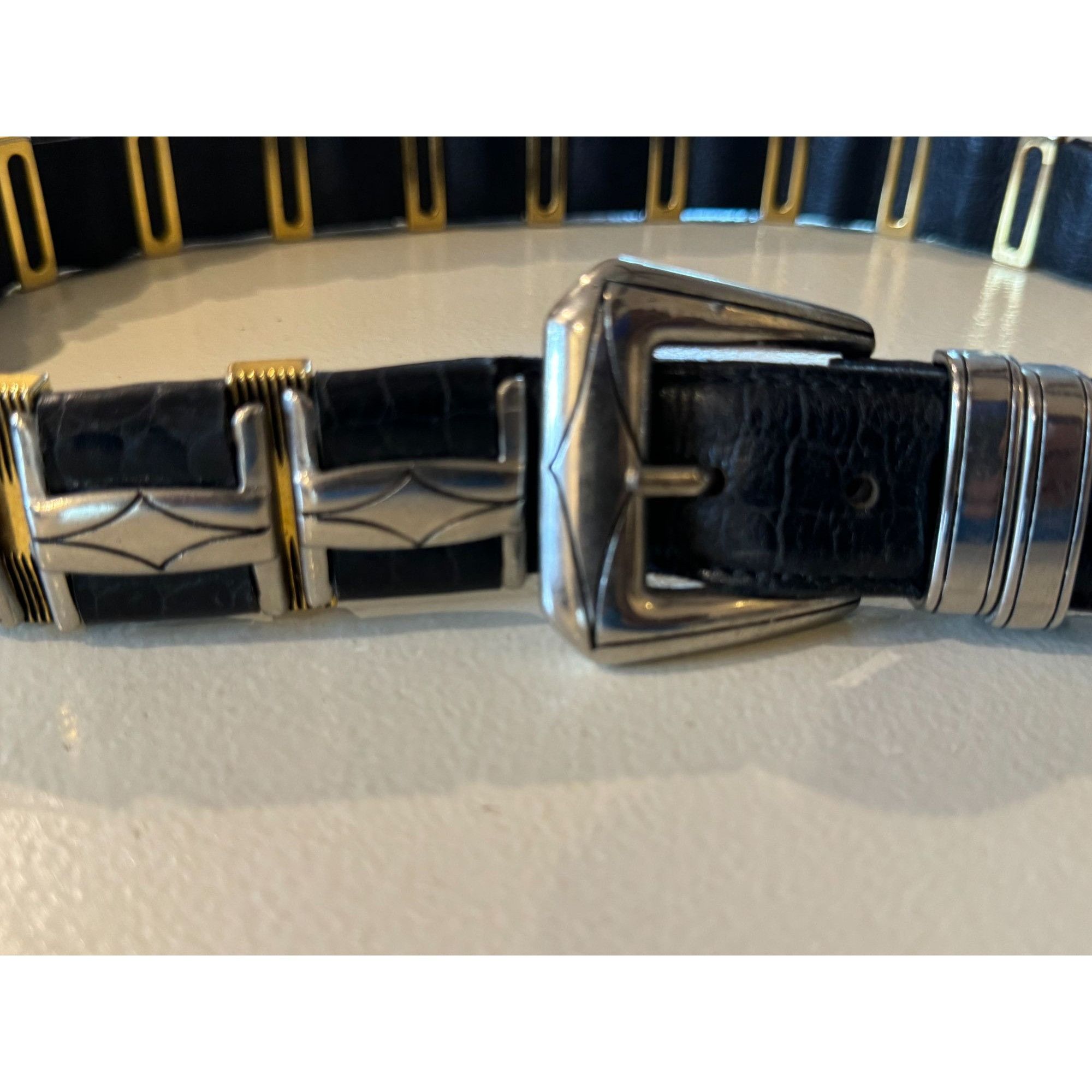 Vintage Nanni Italy Size 36 Stunning Black Leather Belt Size ONE SIZE - 1 Thumbnail