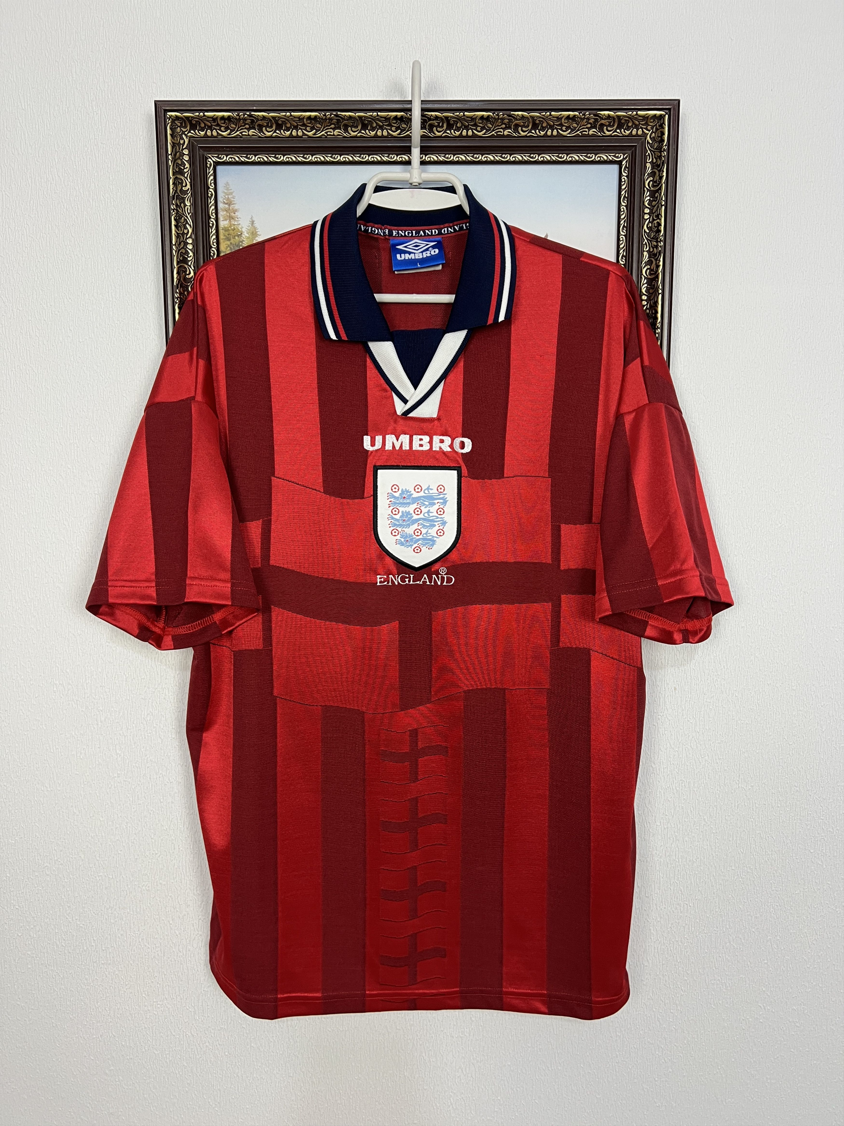 Umbro England Away football shirt 1997 Soccer Umbro Jersey Trikot Size US L / EU 52-54 / 3 - 1 Thumbnail