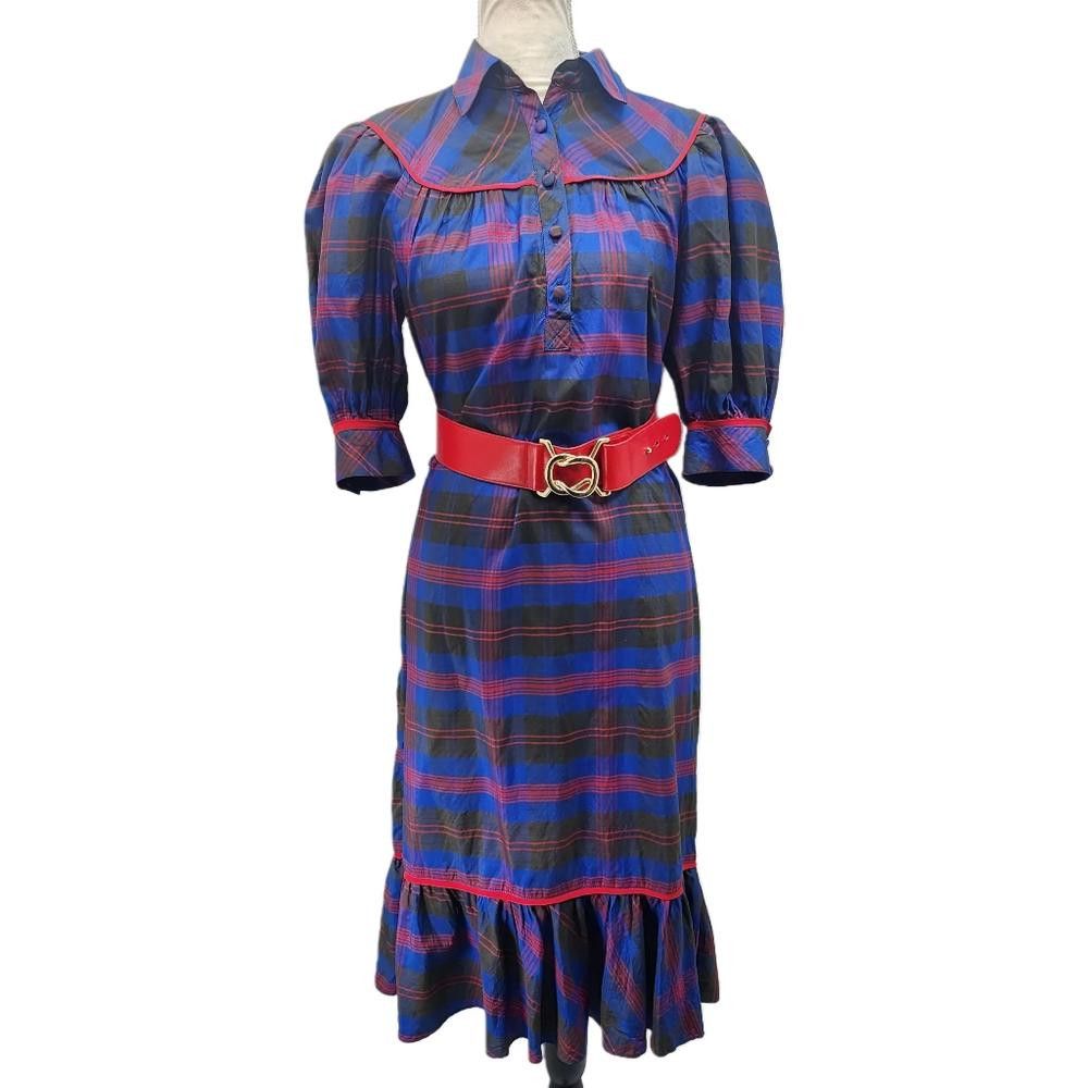 Designer Ricki Freeman for Teri Jon. Vintage Plaid Dress. Size: M Size M / US 6-8 / IT 42-44 - 1 Thumbnail