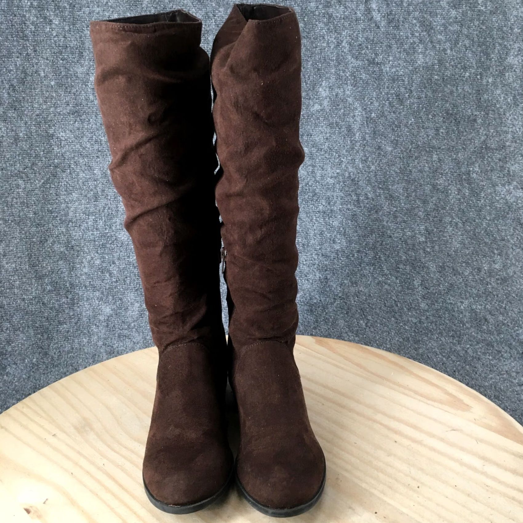 Vintage Kelly & Katie Boots Womens 6.5 M Lilyana Tall Knee High Brown Fabric Zip Heels Boots Size US 7 / IT 37 - 6 Thumbnail