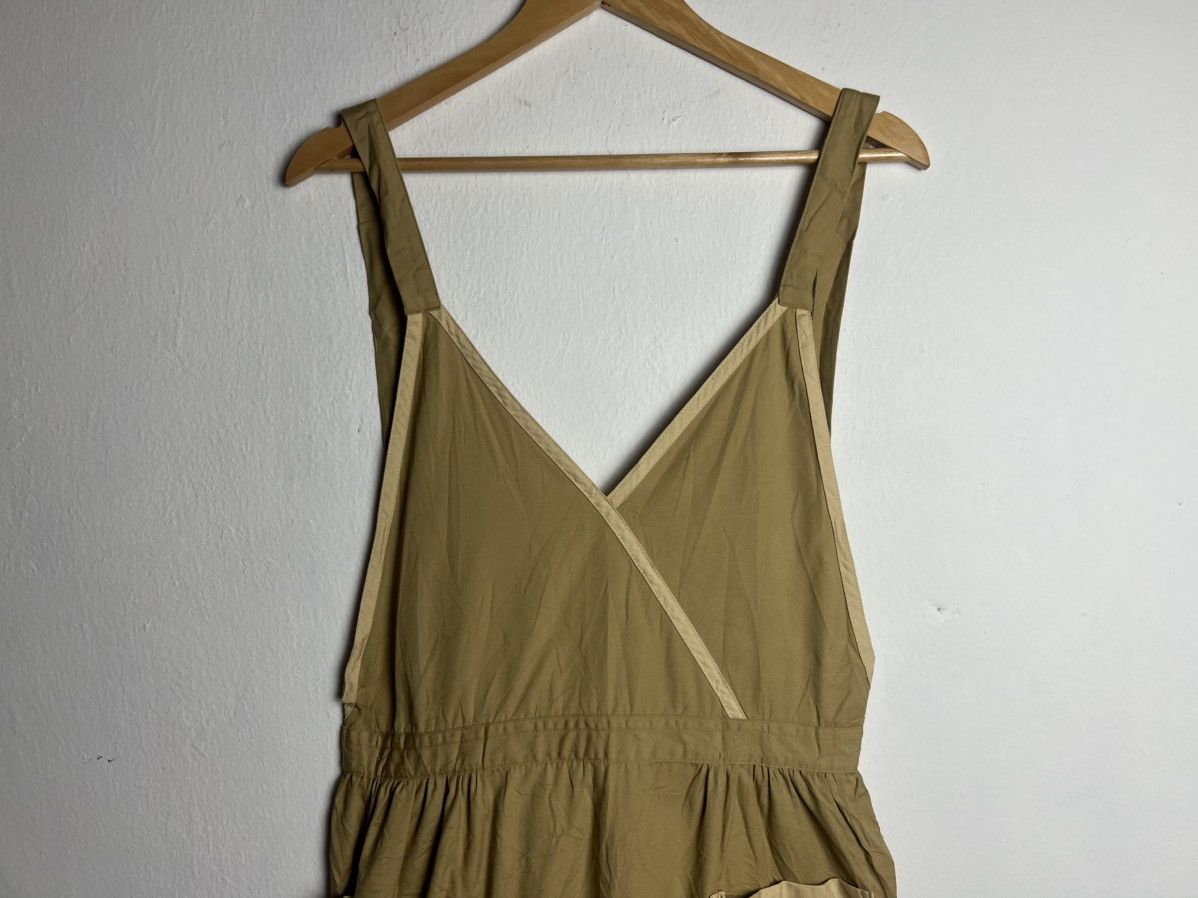 Japanese Brand Khaki Scoop Neck Bib Pinafore Apron Size ONE SIZE - 3 Thumbnail