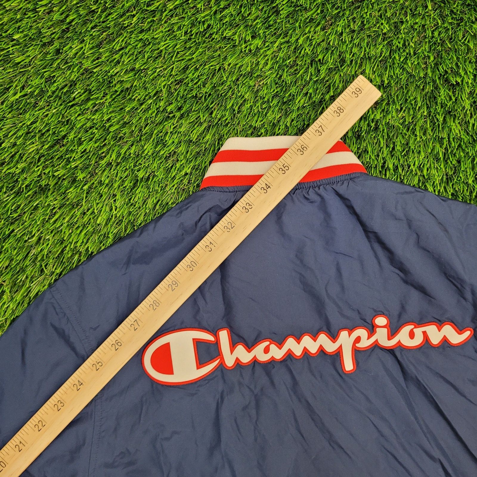 Champion Vintage Y2K Champion Varsity Bomber Jacket Large 23x27 Blue Size US L / EU 52-54 / 3 - 3 Thumbnail