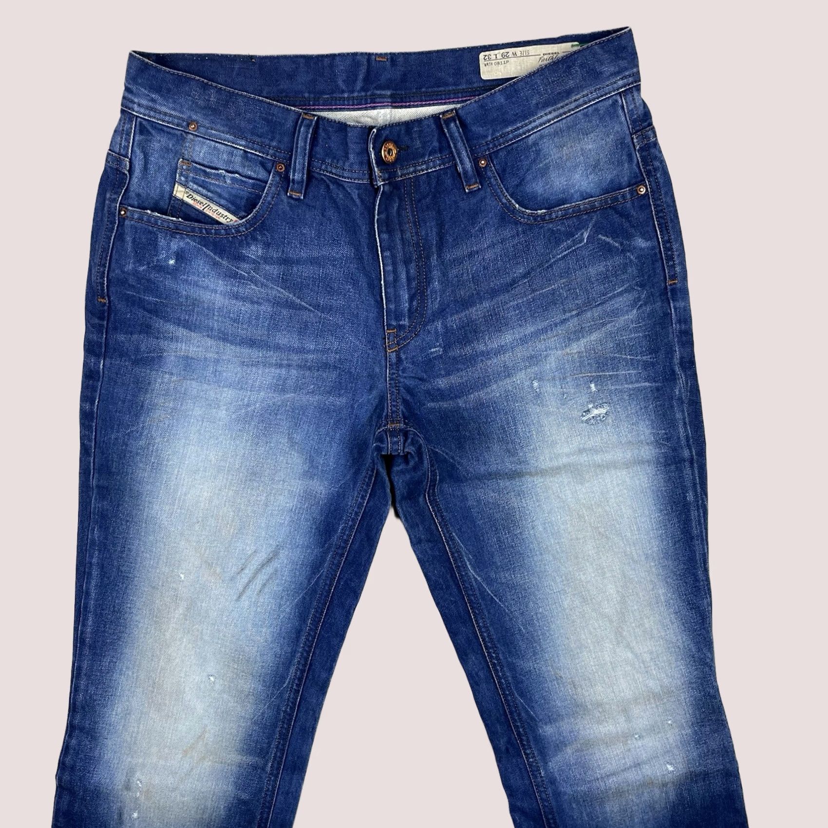 Diesel Diesel Jeans 29X32 Faithlegg Regular Straight Denim 0811P Womens Jeans Blue 5-Pocket Logo Zipper Embroidered Comfort Stretch Size 29" - 1 Thumbnail
