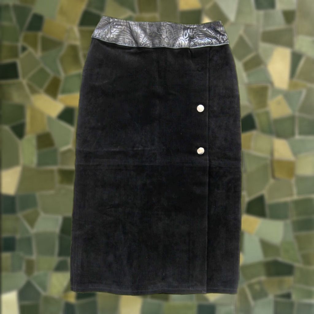 Vintage VINTAGE Frontier Collection Skirt Wrap Women M Black Leather Long Western Wrap Skirt Mens Womens Size 32" / US 10 / IT 46 - 1 Thumbnail