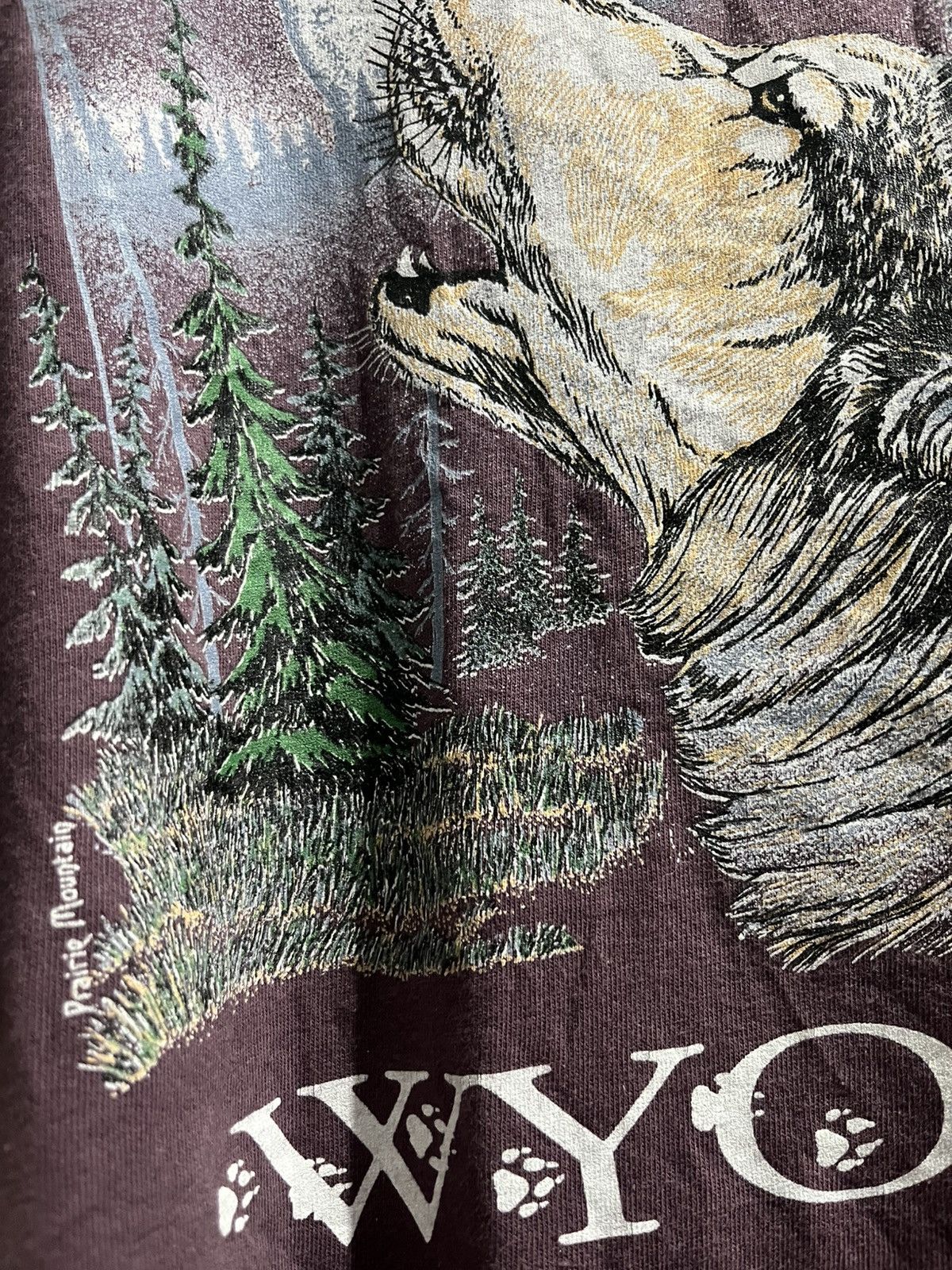 Vintage Vtg 90’s Wyoming Wolf T-Shirt Size US L / EU 52-54 / 3 - 2 Thumbnail