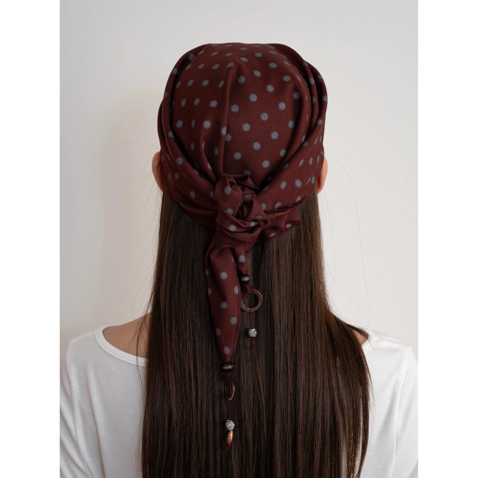 Japanese Brand Y2k Vintage Style Burgundy Polka Dot Bandana Headscarf Size ONE SIZE - 4 Thumbnail