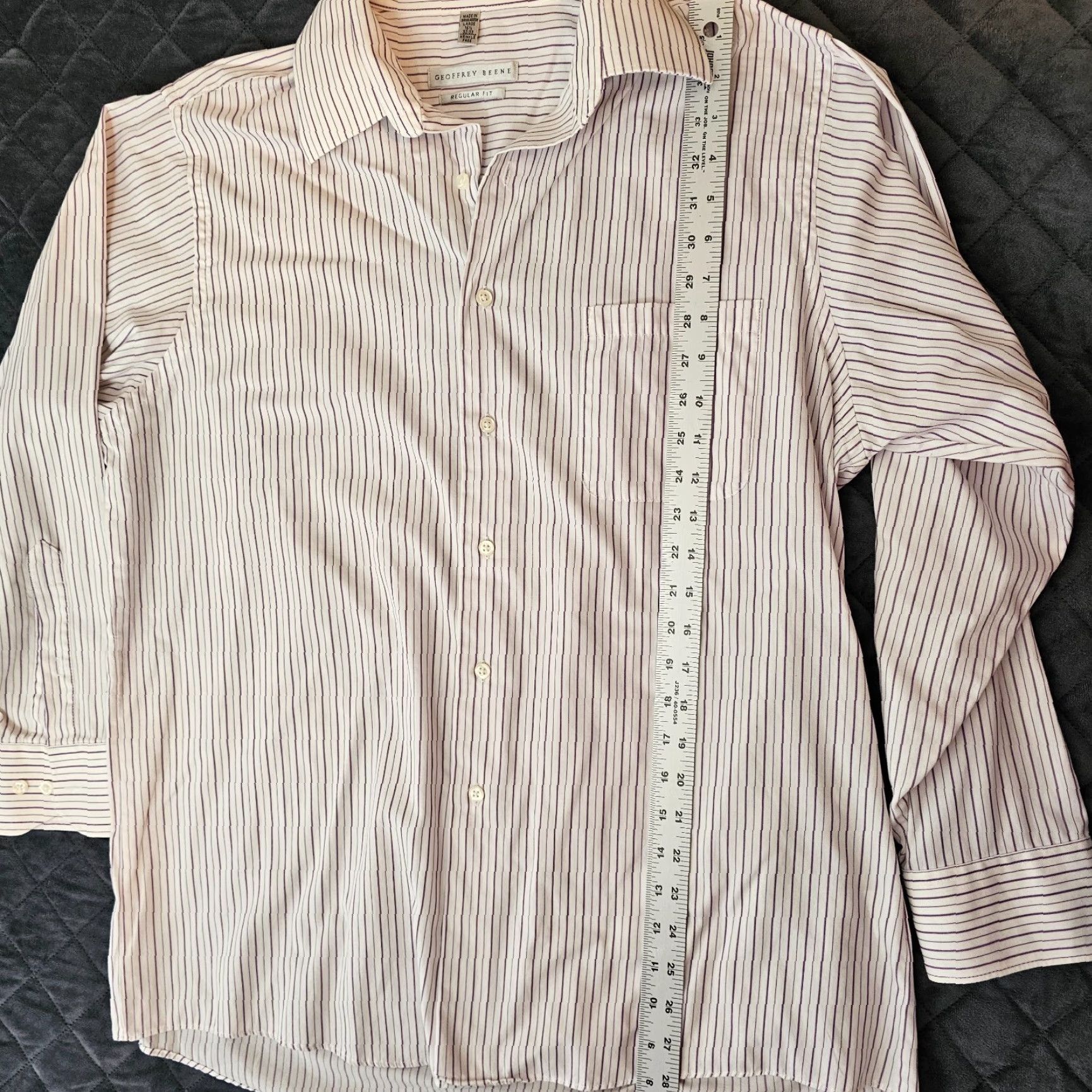 Geoffrey Beene Geoffrey Beene Shirt Button-Up 16.5 32/33 Men's Long Sleeve Cotton White Stripe Size US XL / EU 56 / 4 - 4 Thumbnail